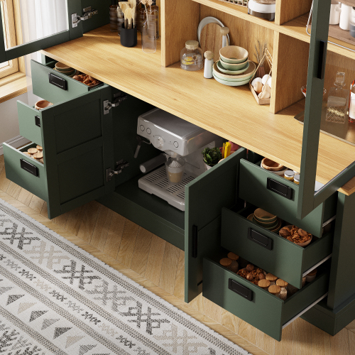 Design vert foncé avec finition bois