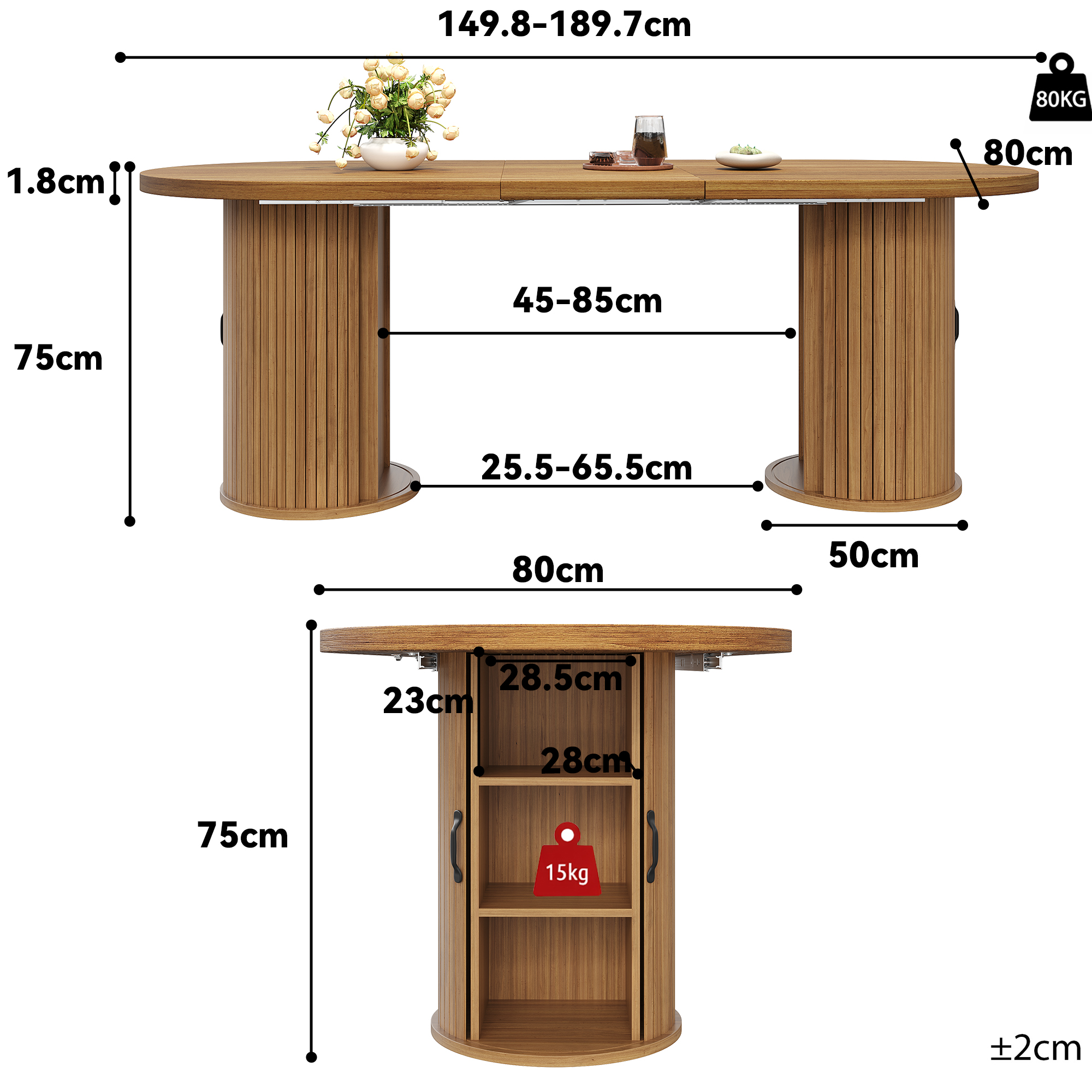 Dimensions du table à manger