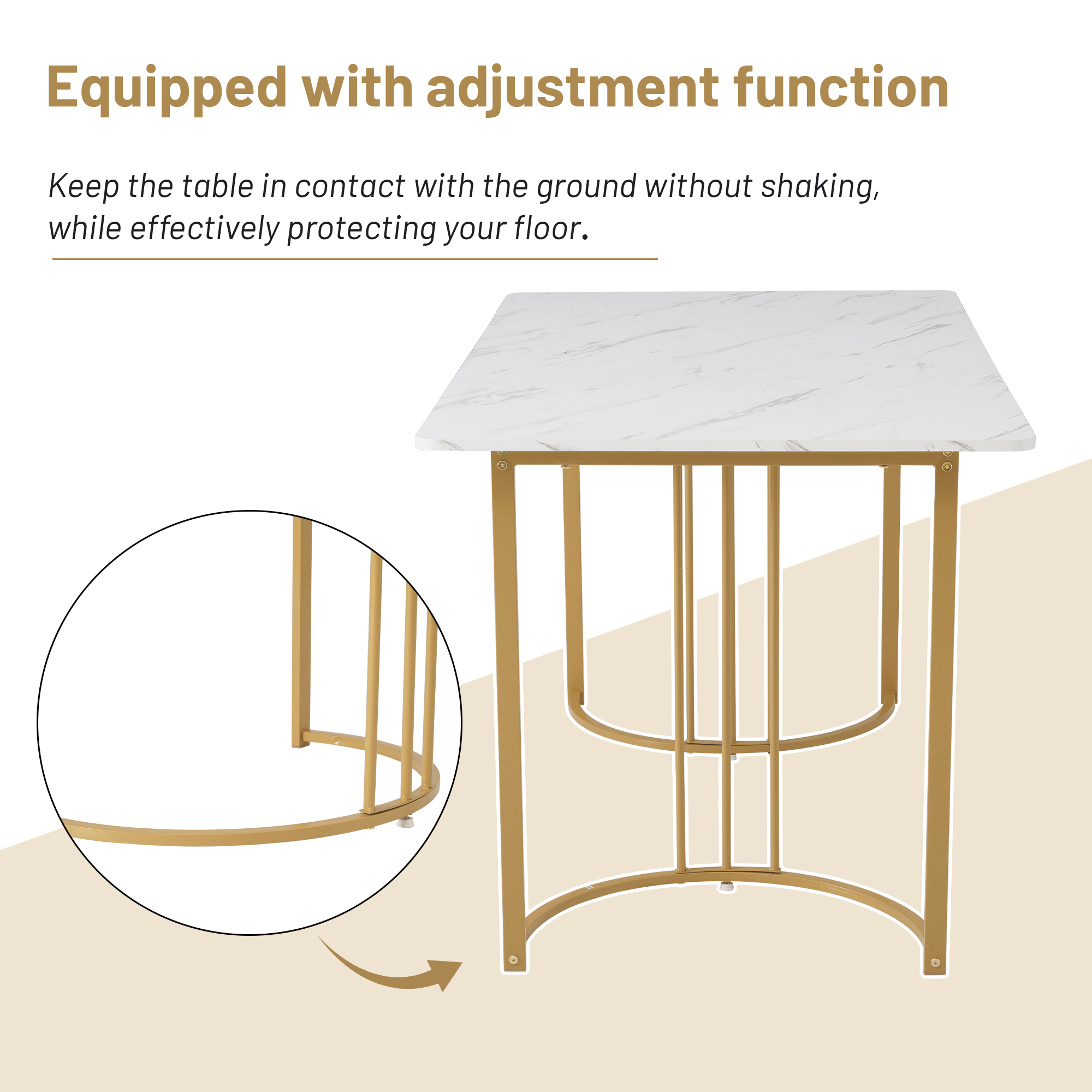 Ensemble table à manger 140×80 cm imitation marbre + chaises velours, pieds métal réglables, pour cuisine et salle à manger, design unique, utilisation multifonction, stabilité, style moderne, confort, durabilité, facile entretien - image 13