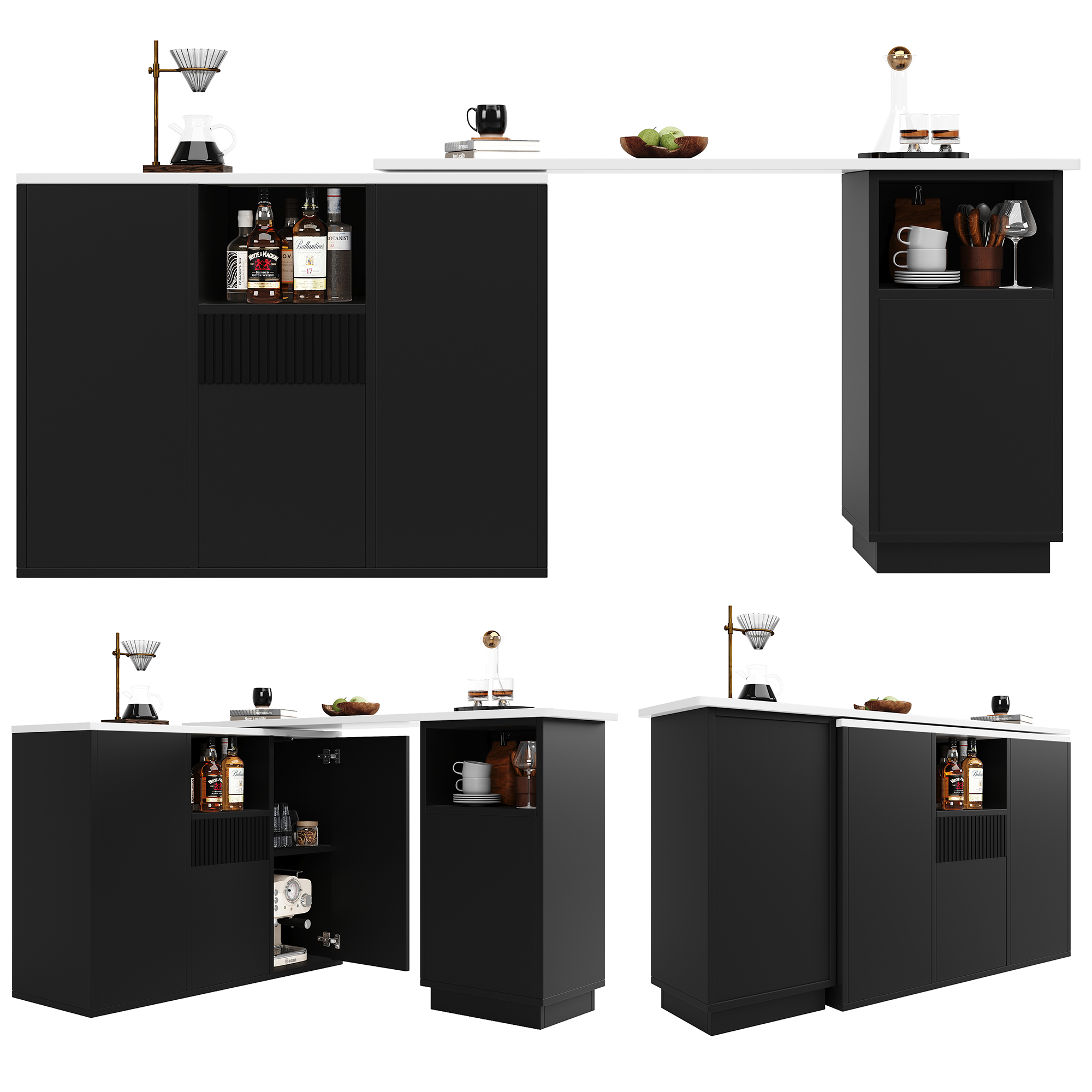 Um 360° drehbarer Bartisch (Hauptkörper 210 x 30 x