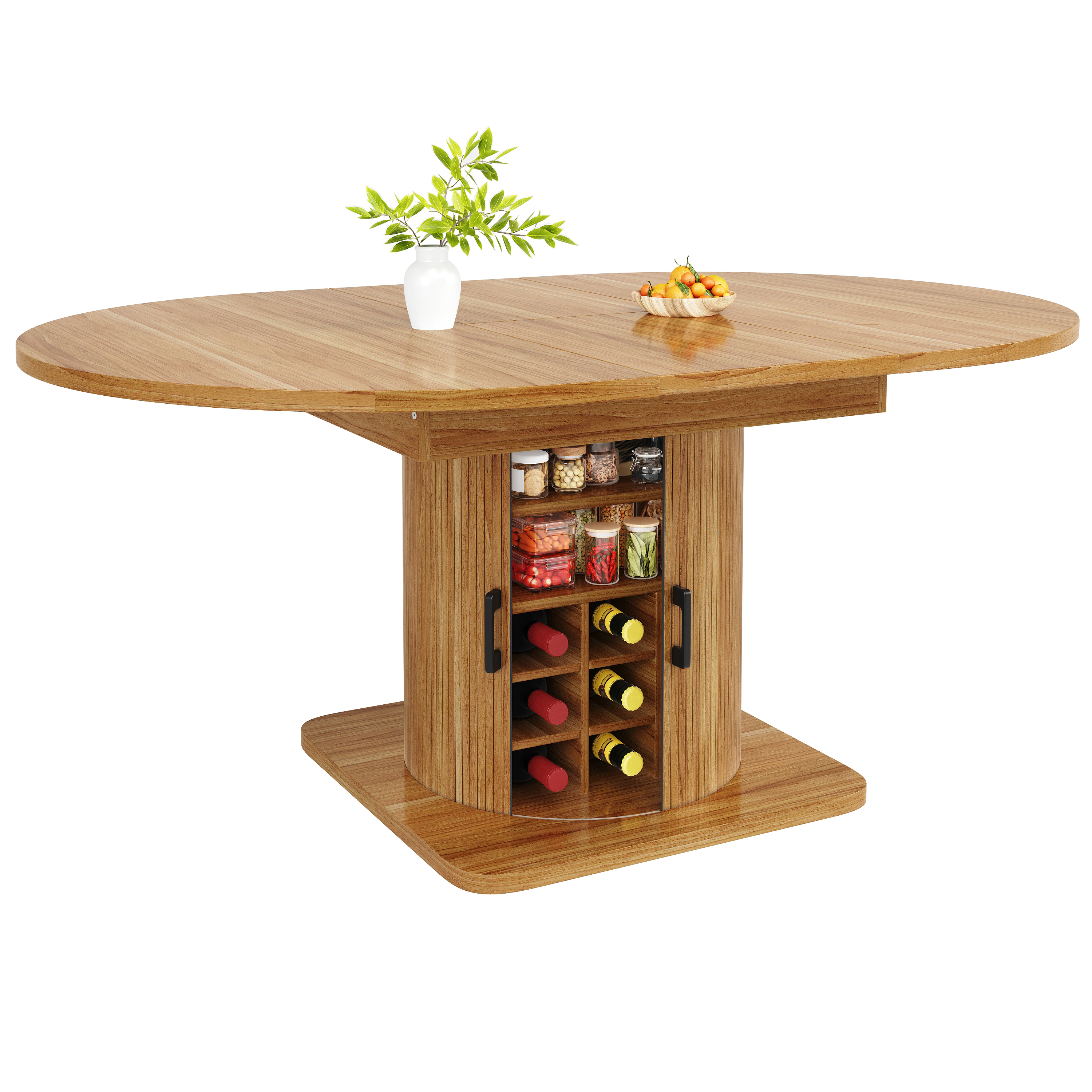 Détail îlot de cuisine extensible marron foncé