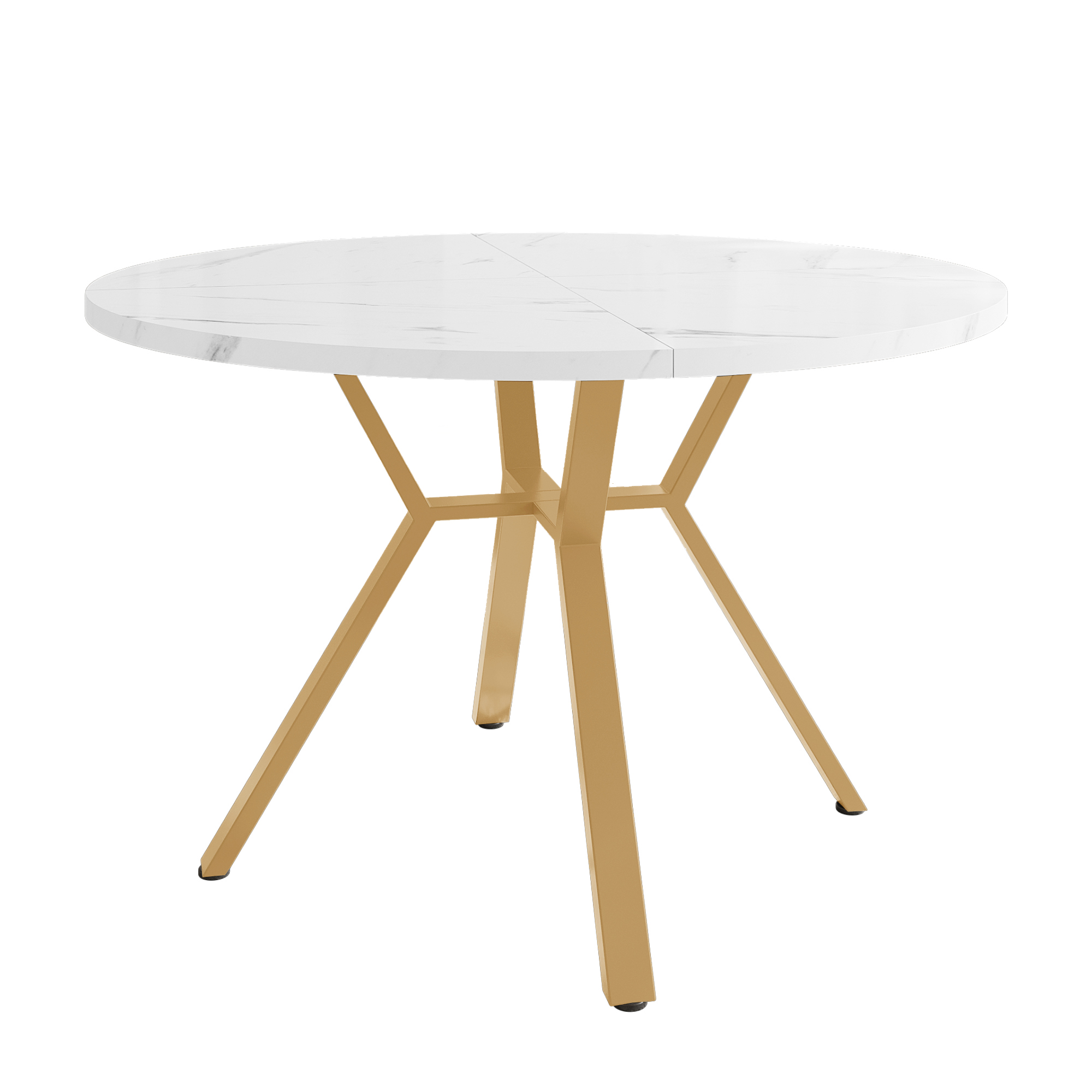 Table ronde doré blanc 100x100 vue 2