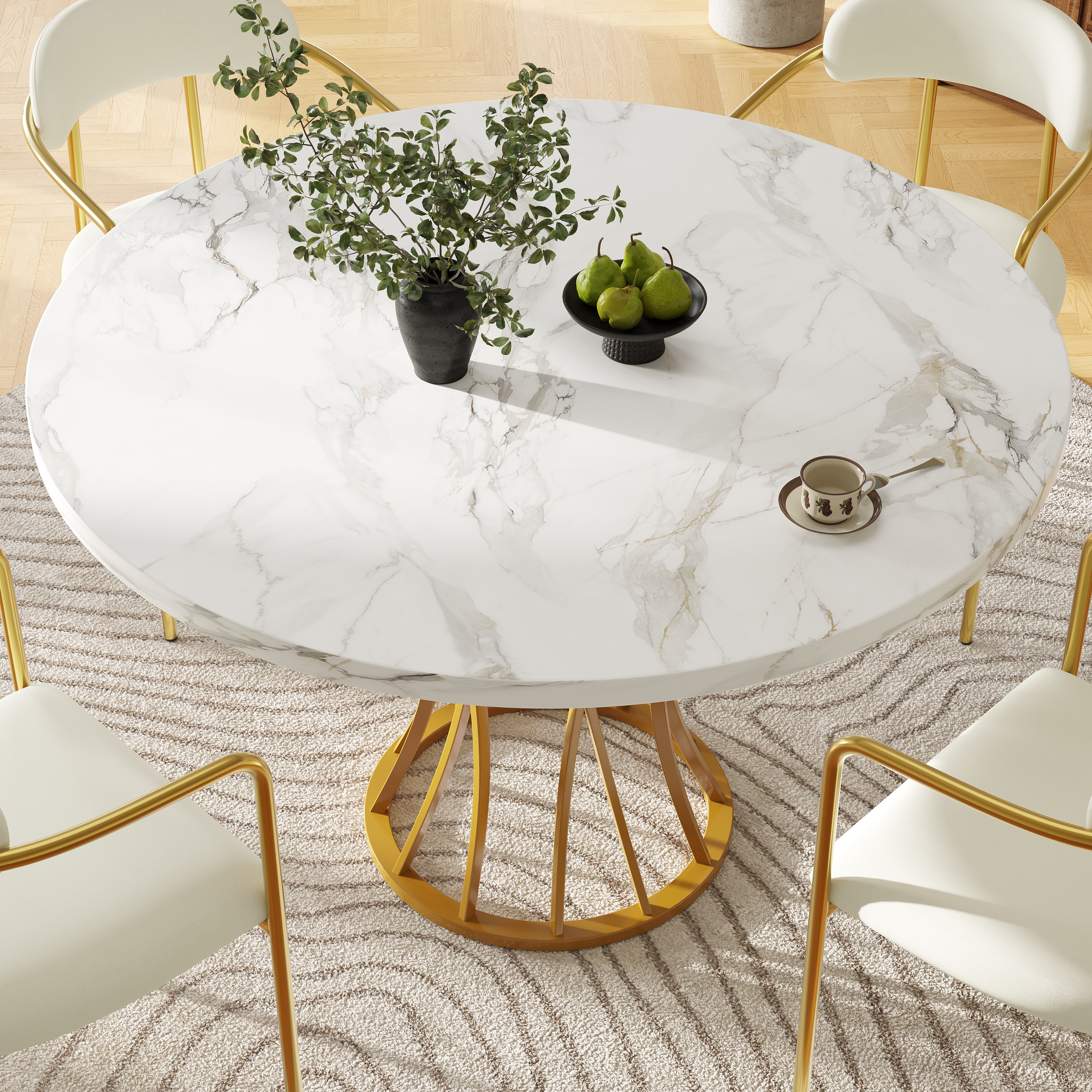 Table ronde doré var vue 1
