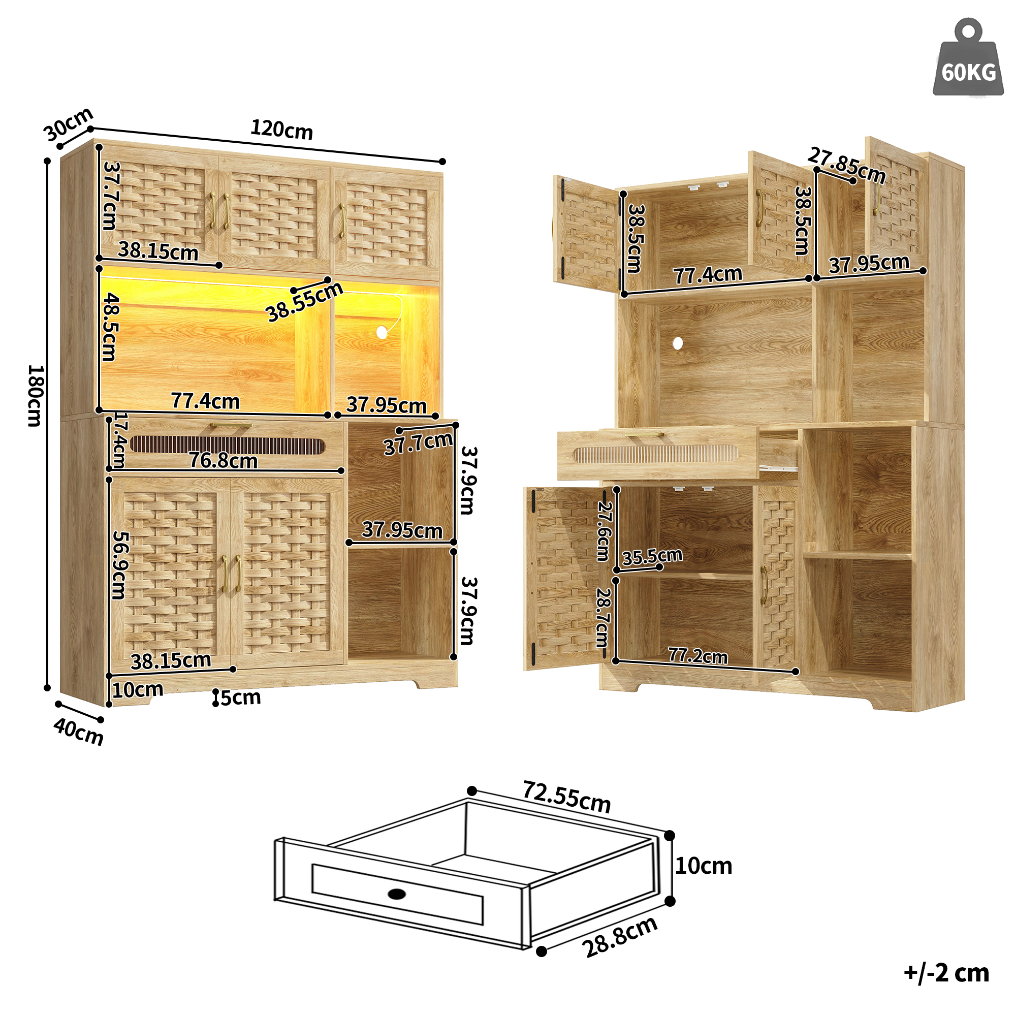 Dimensions du vitrine