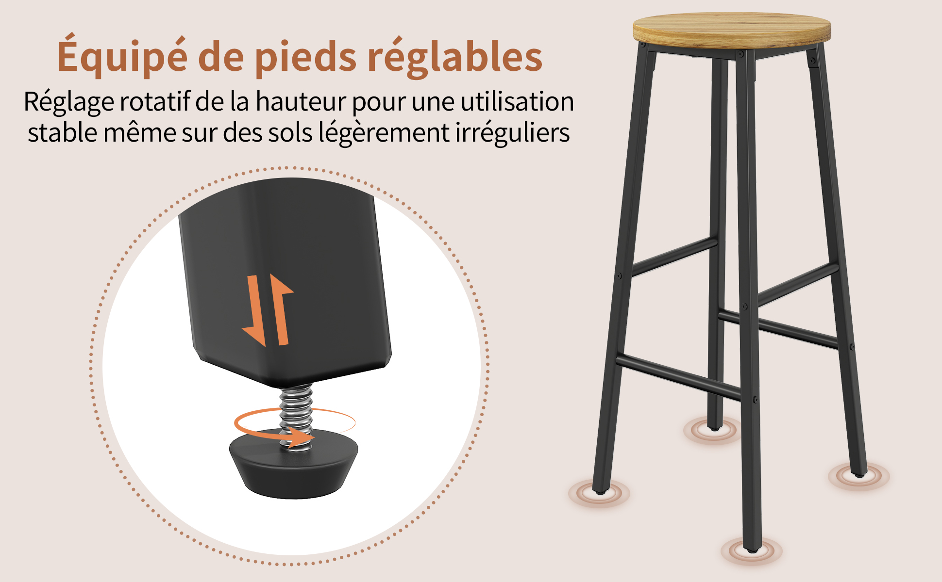 Détail du tabouret de bar