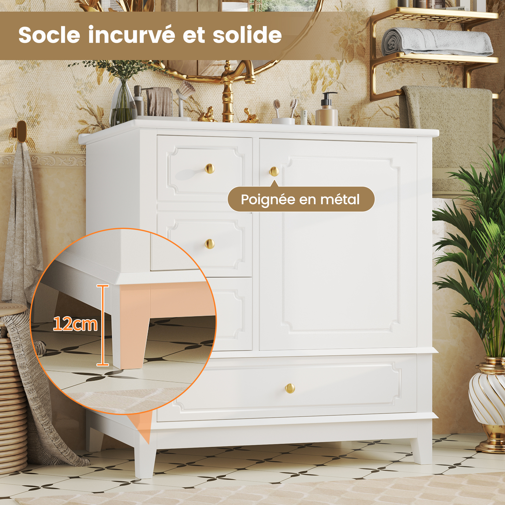 Détail du meuble vasque