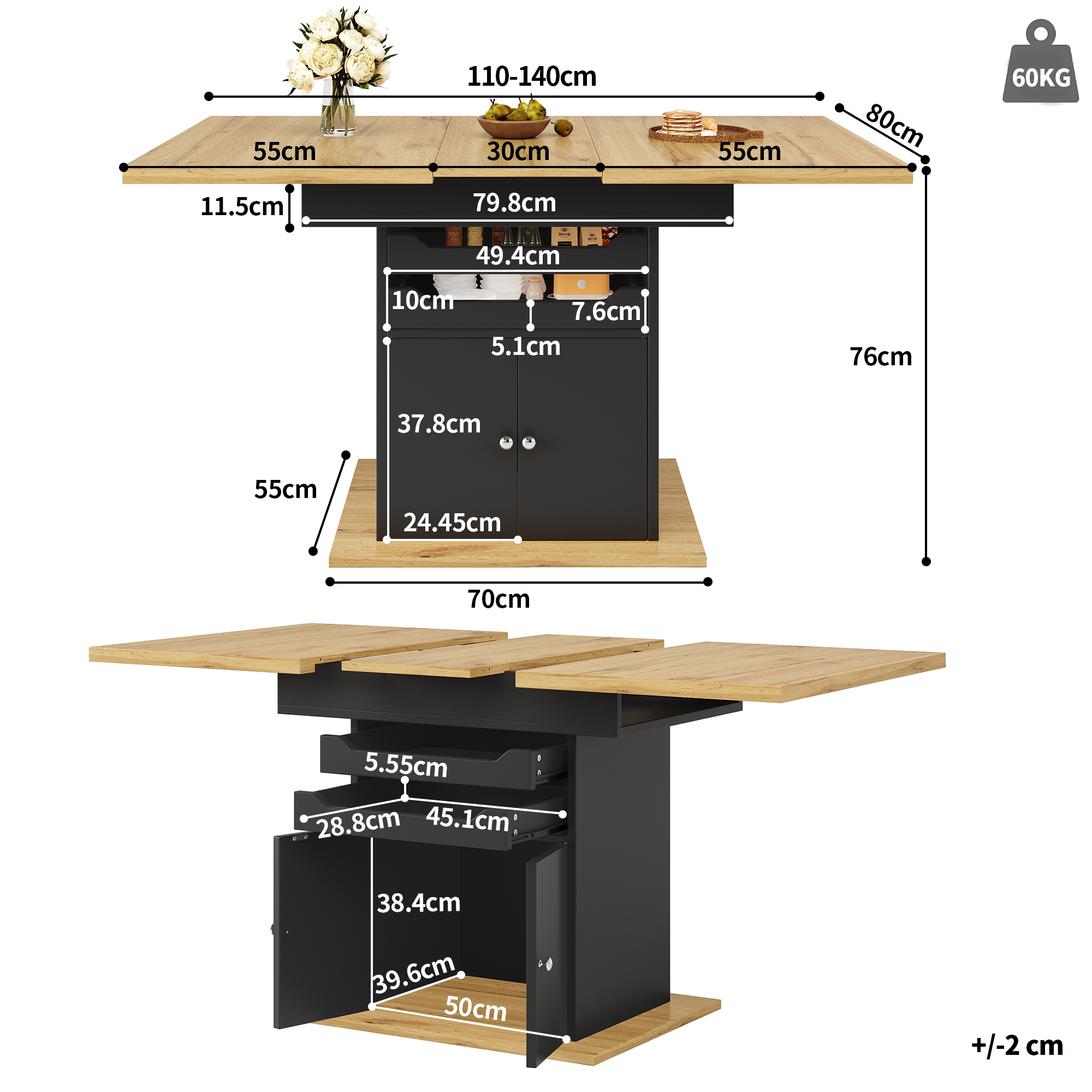 Dimensions du table à manger