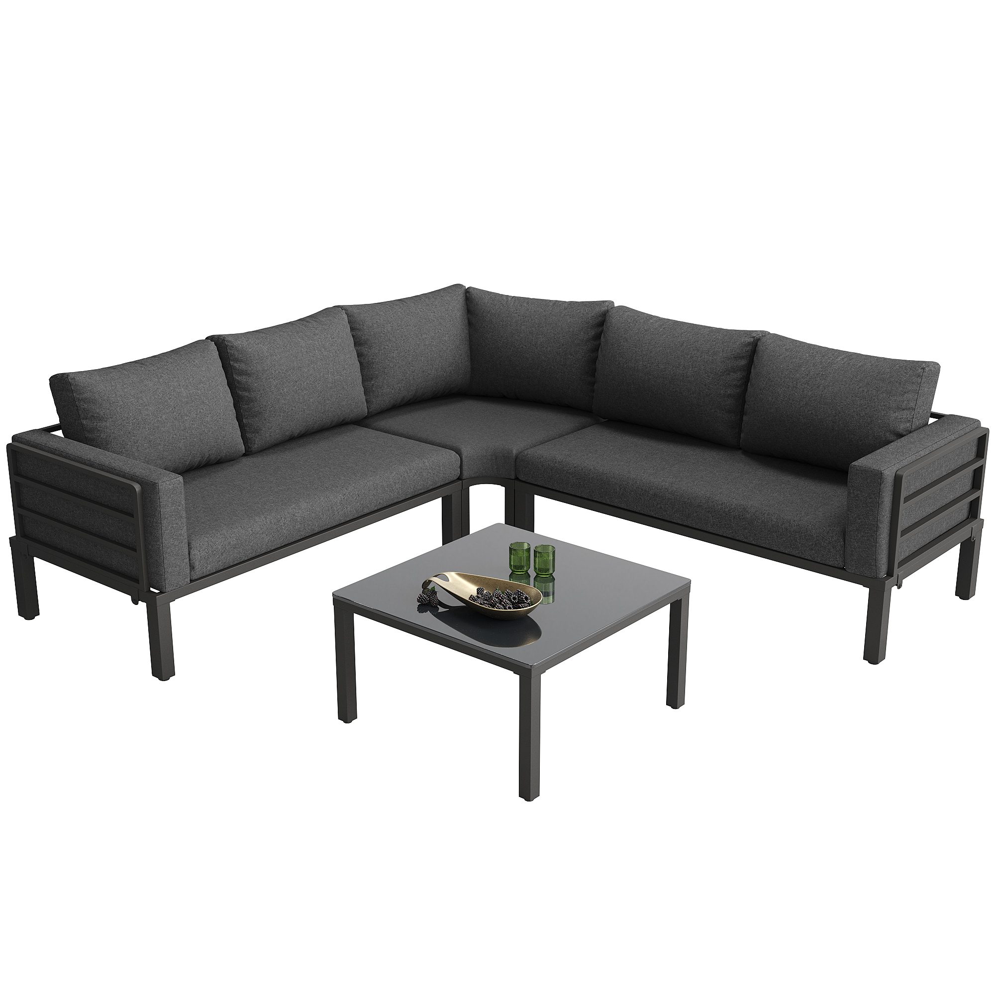 Salon de jardin gris design confortable pour extérieur