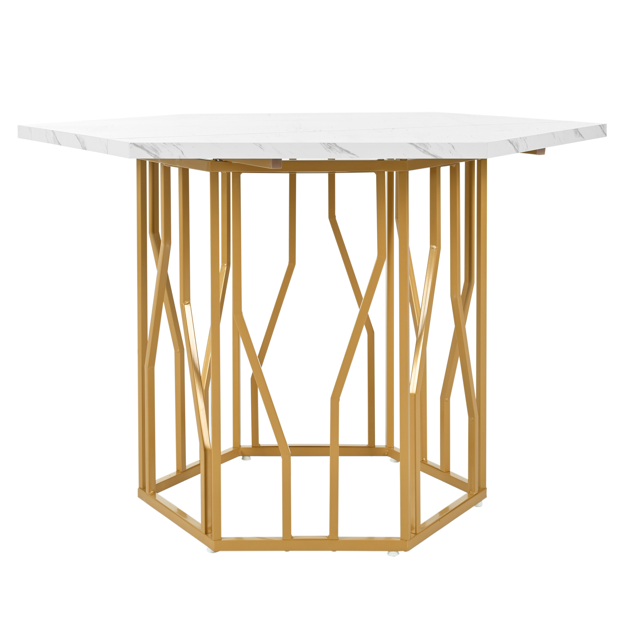 Table basse hexagonale en MDF marbre, pieds métal doré en forme d'arbre, pour salon, design unique artistique, lignes modernes, stabilité, style luxueux, décoration géométrique noire, élégance contemporaine - image 7