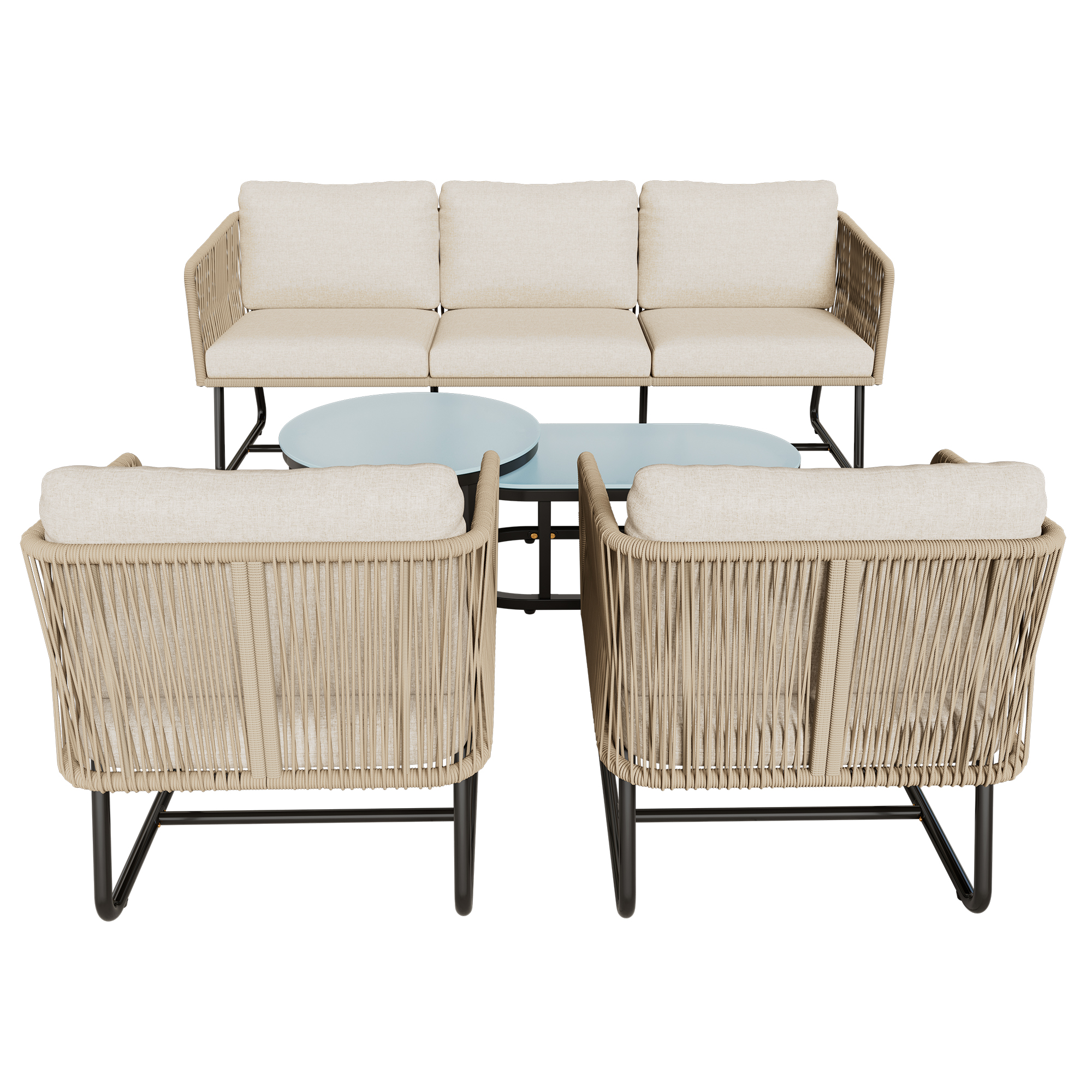 Salon de jardin corde beige 4 places