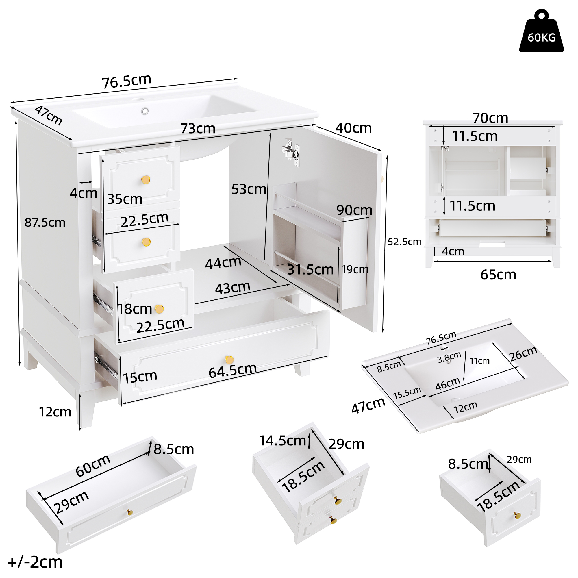 Dimensions du meuble vasque