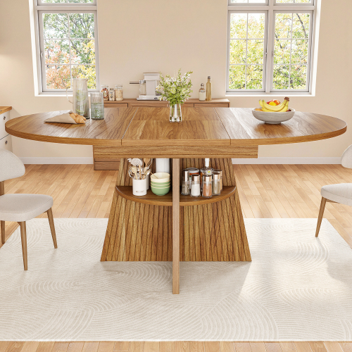 Piètement central rainuré de la table à manger extensible