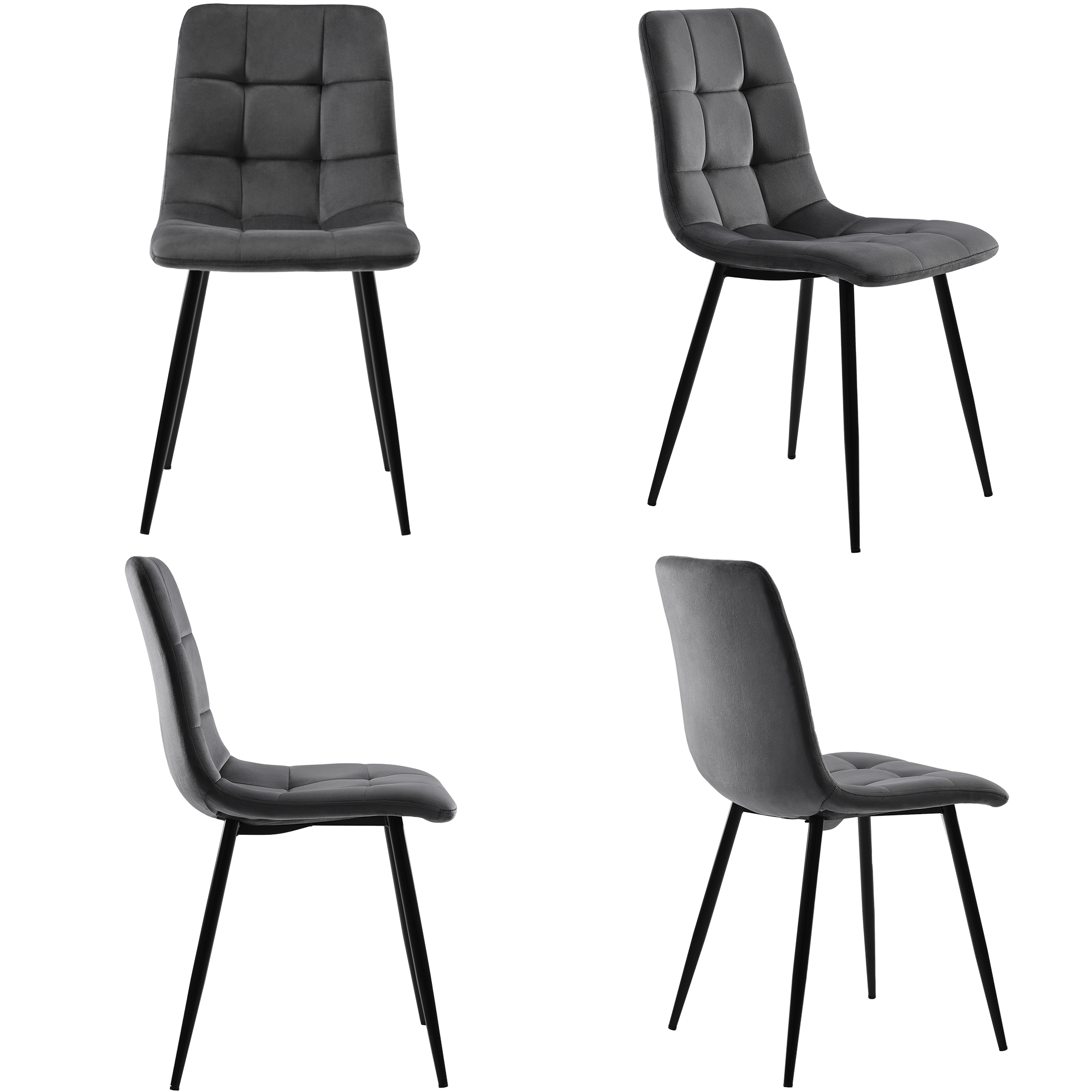 Ensemble table à manger + 4 chaises velours, plateau noyer MDF, pieds métal noir, pour salle à manger et cuisine, design moderne, confort supérieur, stabilité, style élégant, utilisation familiale, durabilité, décoration - image 27