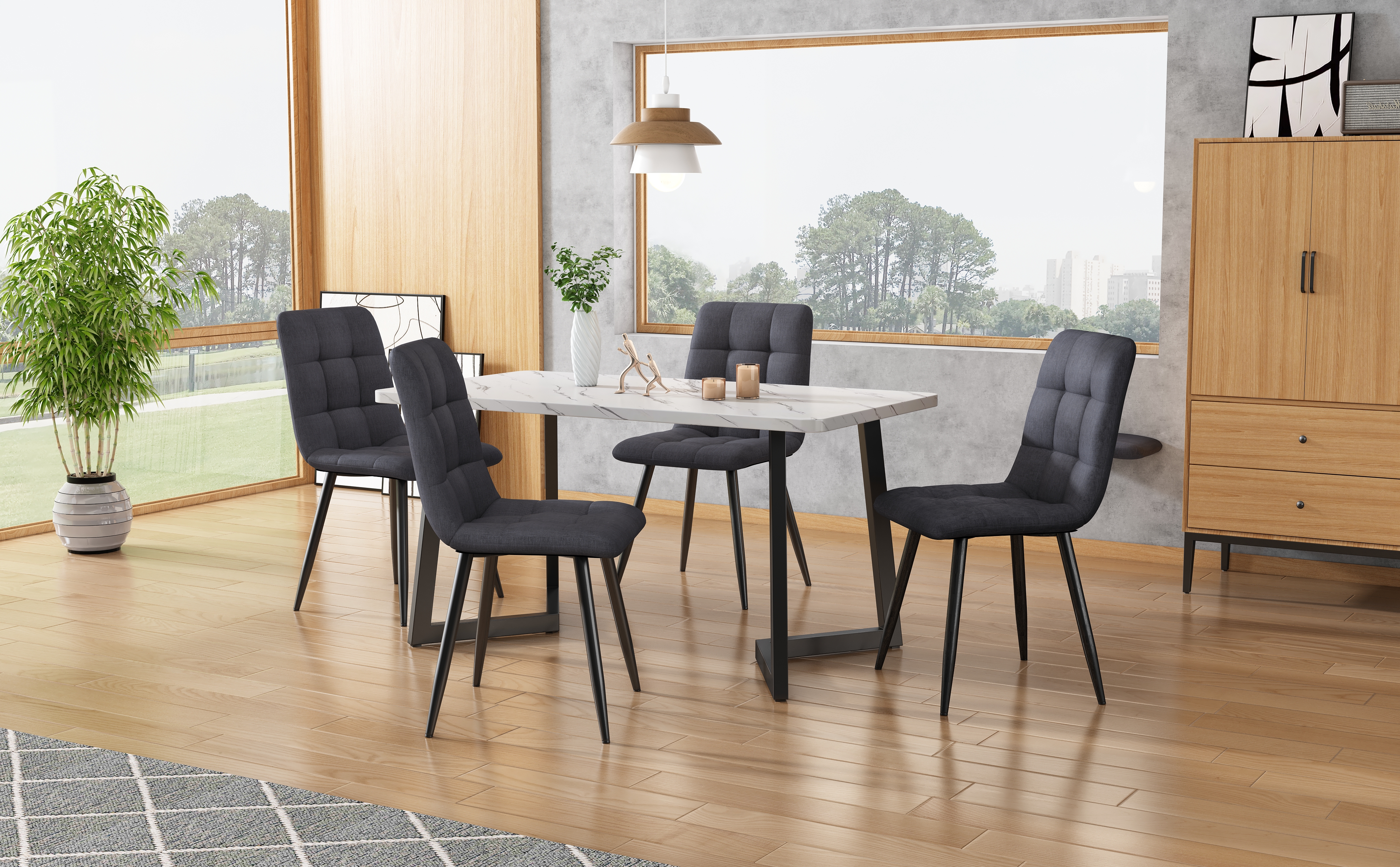 Ensemble table à manger 117 cm avec 4 chaises en t - image 6