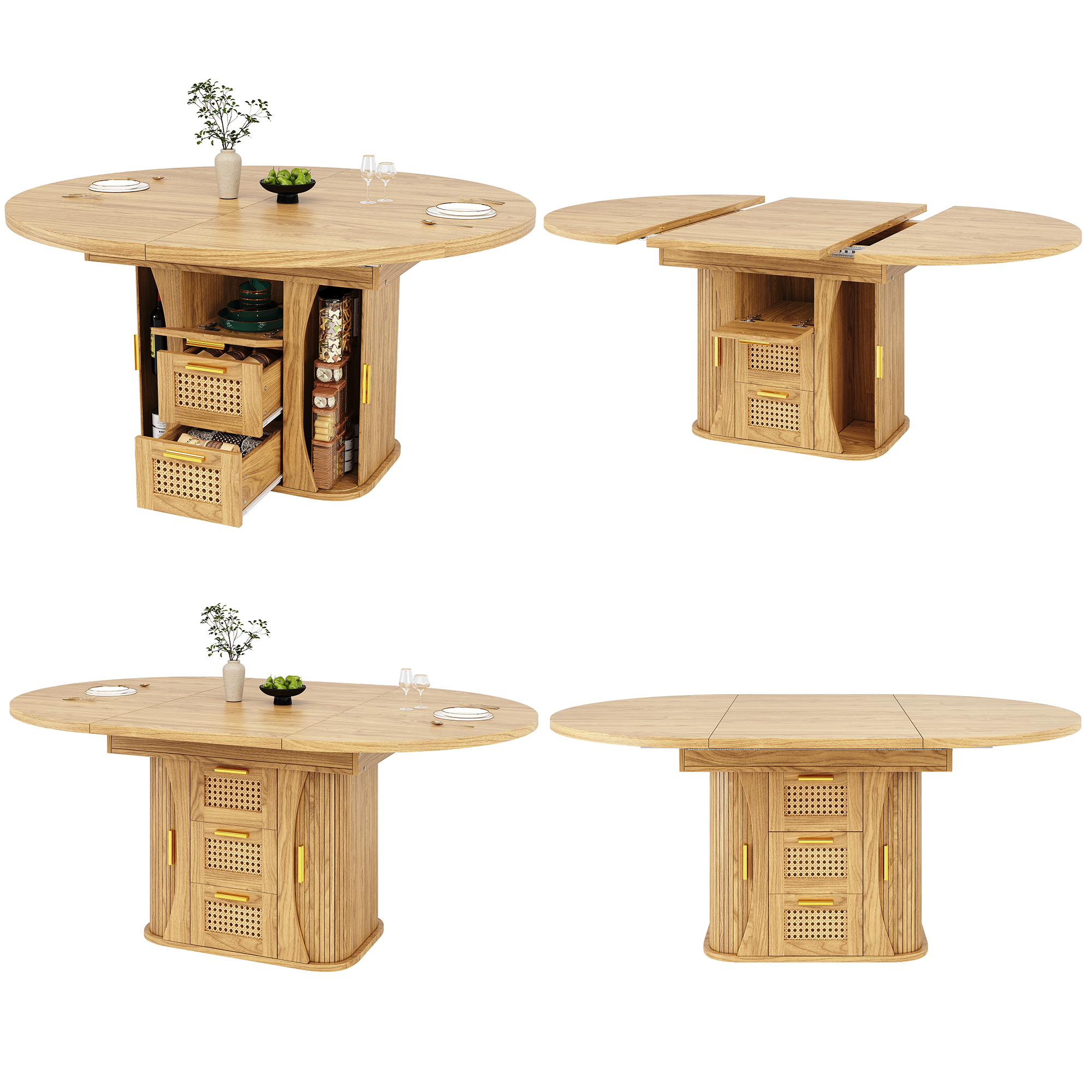 Table de cuisine extensible bois naturel design