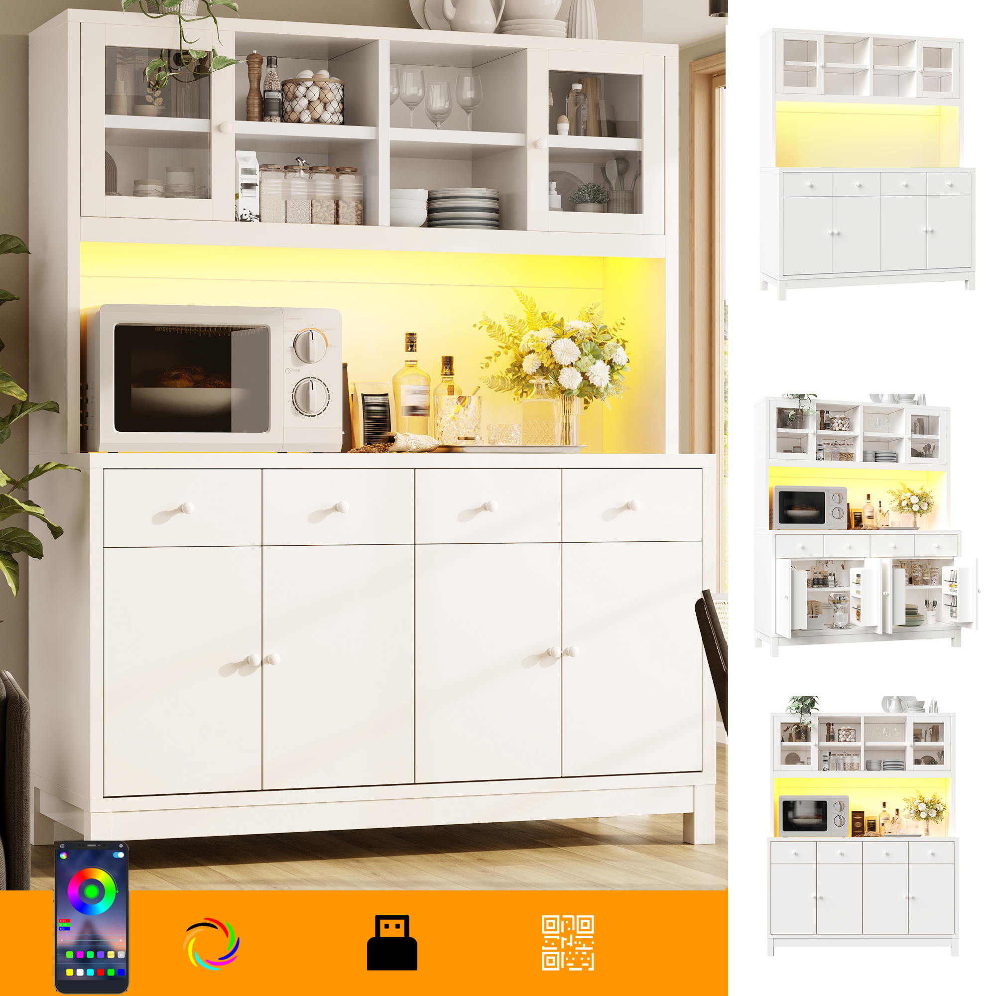Hochbuffetschrank 140*38.5*180cm mit App-gesteuert