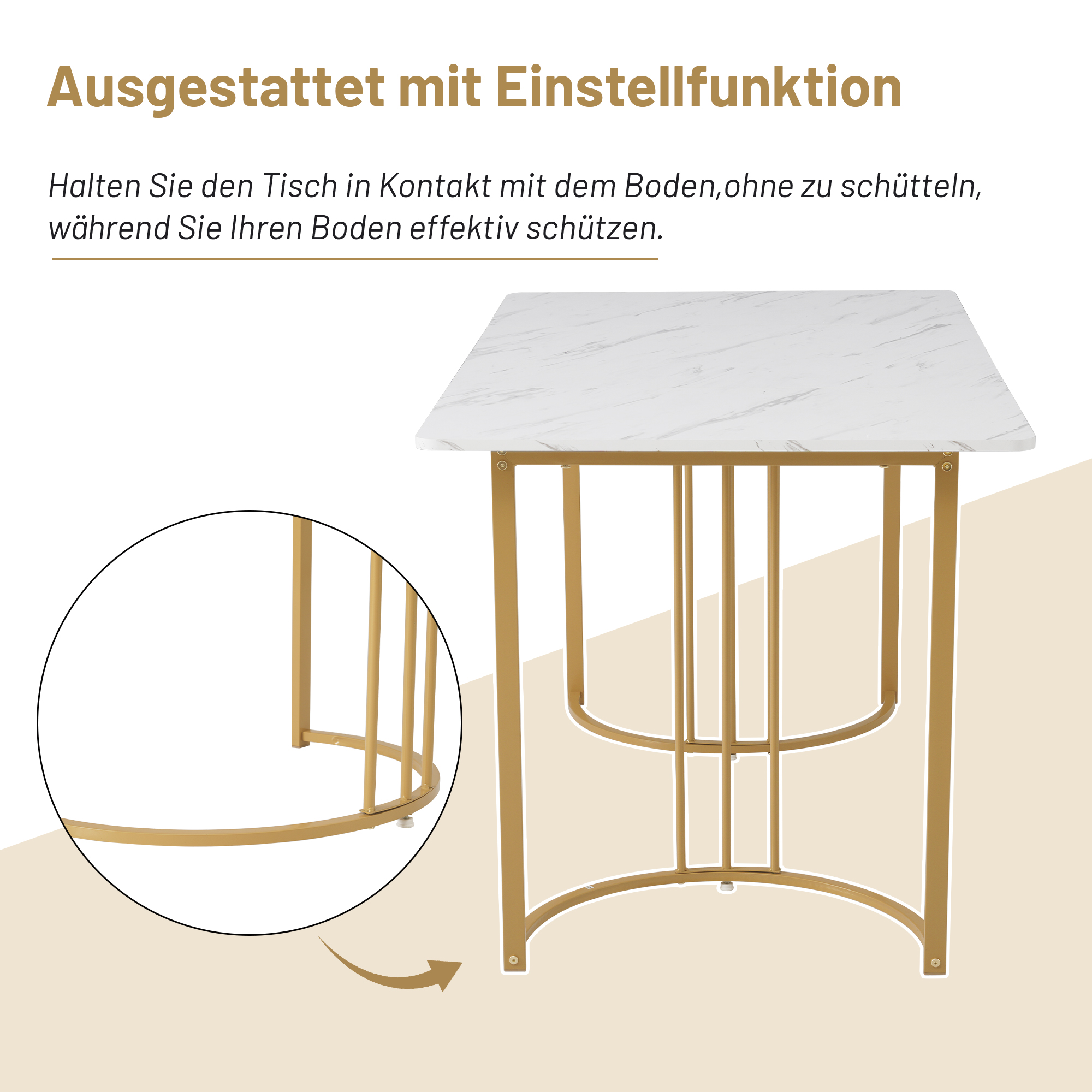 Ensemble table à manger 140×80 cm imitation marbre + chaises velours, pieds métal réglables, pour cuisine et salle à manger, design unique, utilisation multifonction, stabilité, style moderne, confort, durabilité, facile entretien - image 14