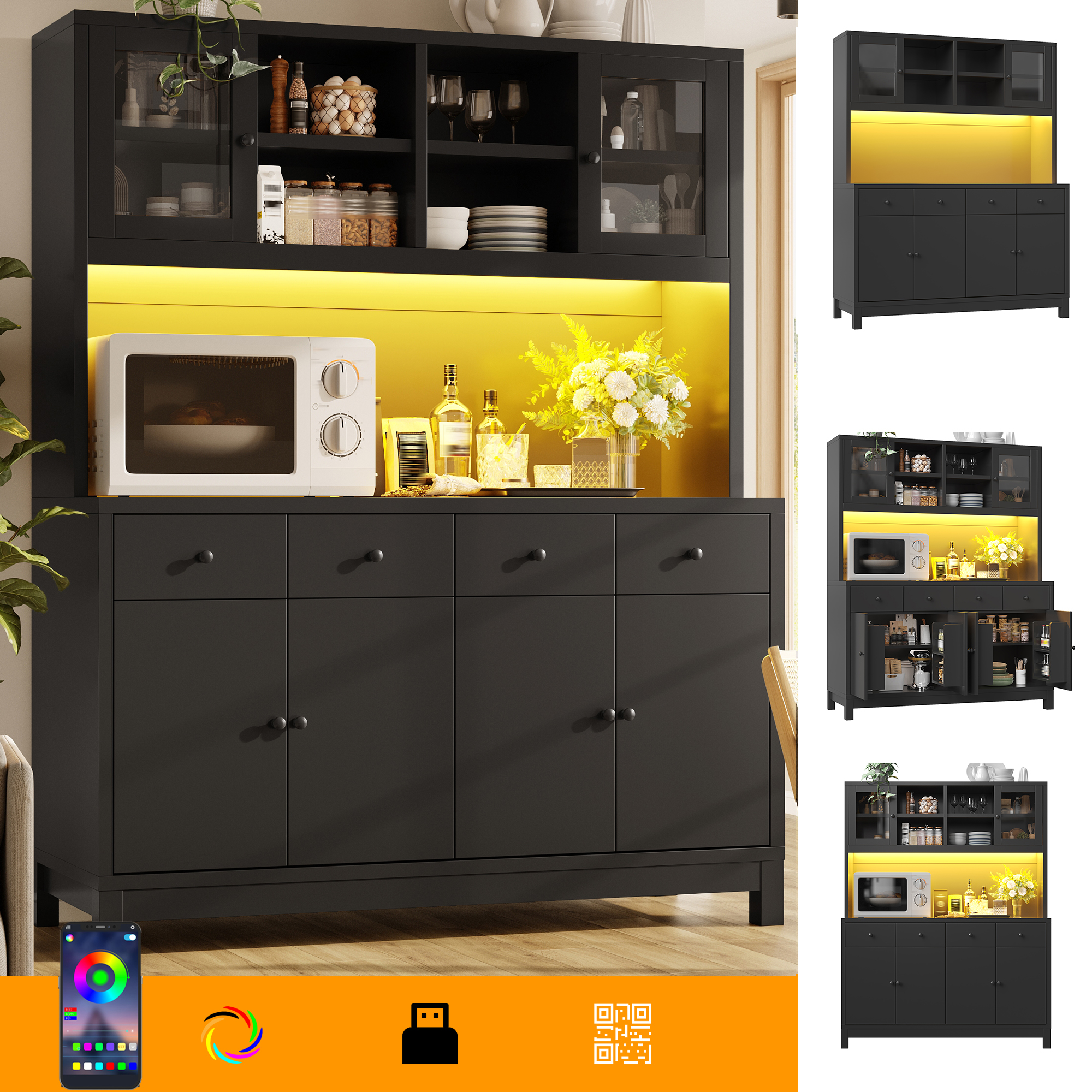 Hochbuffetschrank 140*38.5*180cm mit App-gesteuert