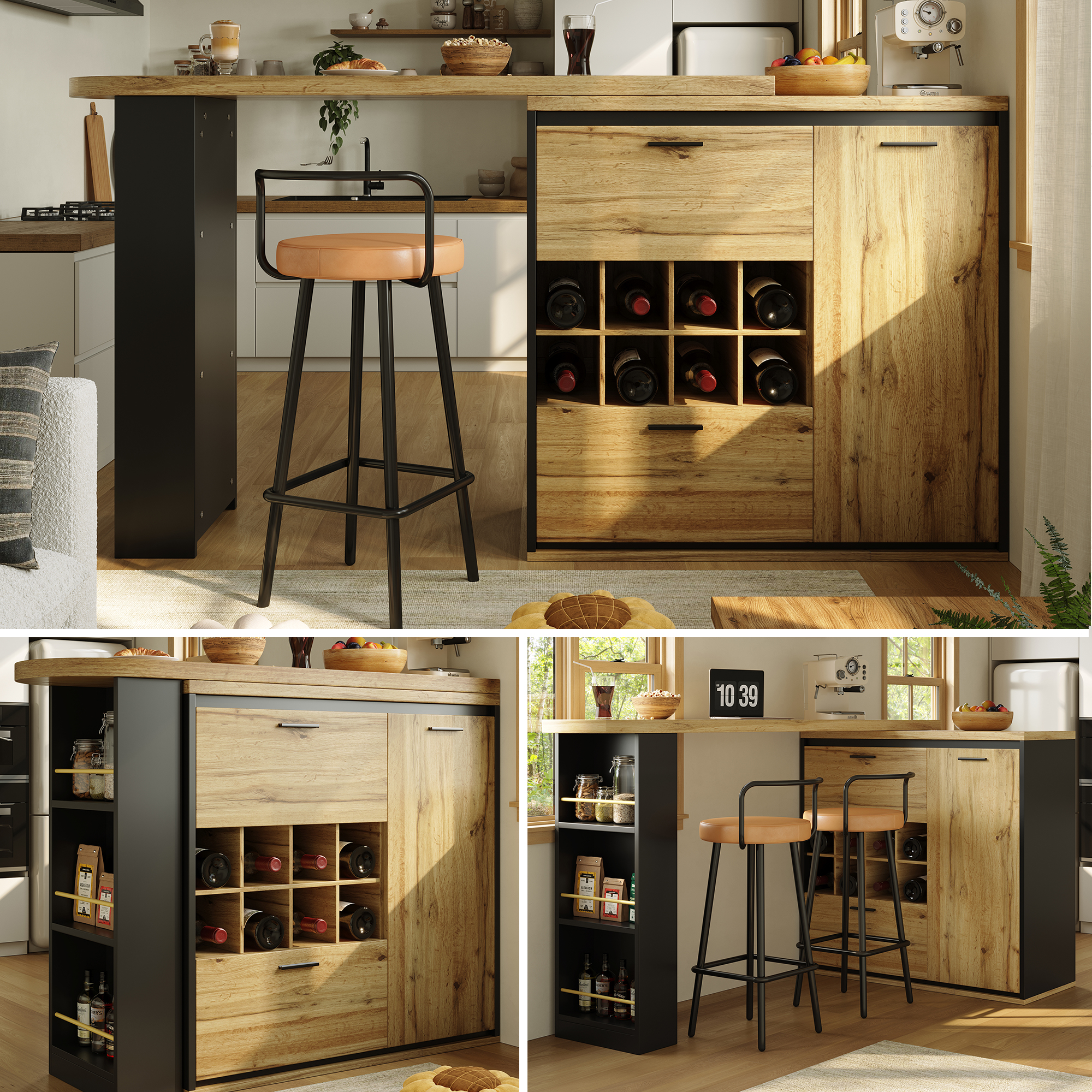 Ausziehbarer Esstisch (138 x 39 x 105 cm), Tisch, 