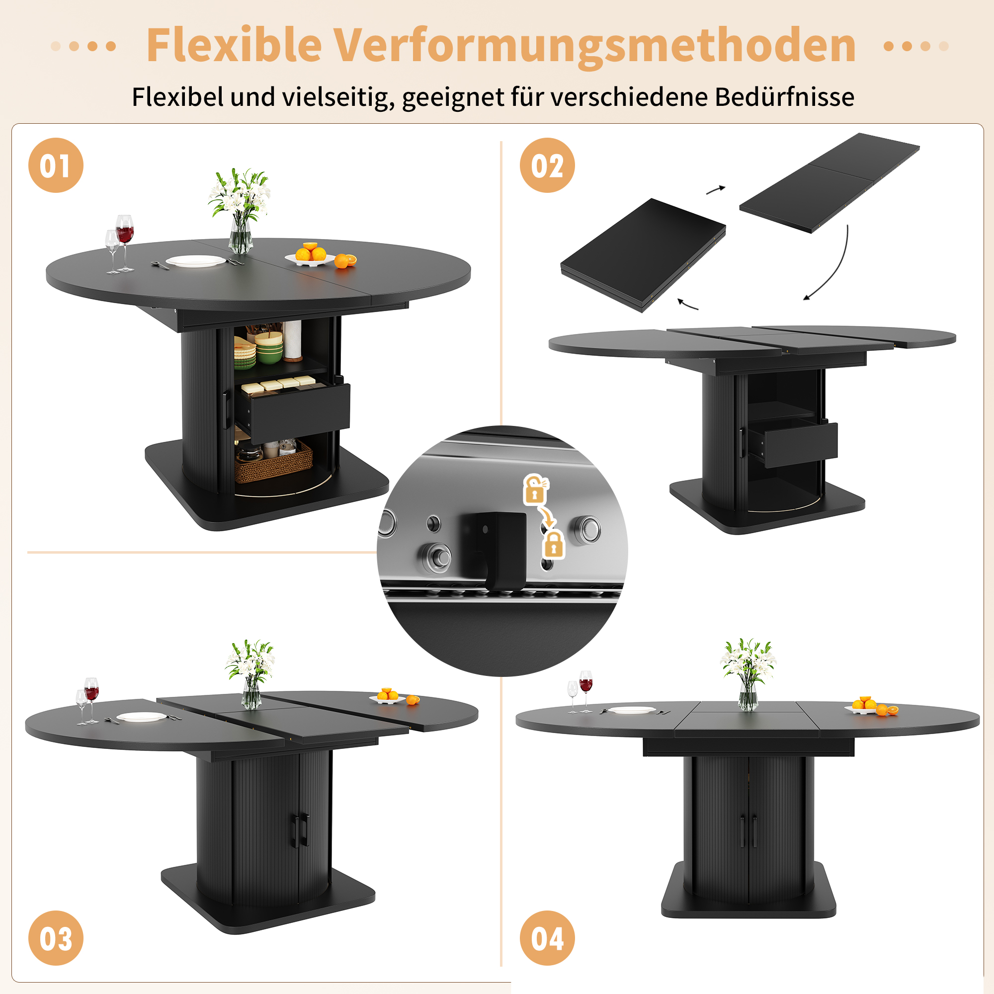 Ensemble de table à manger moderne (5 pièces), groupe de salle à manger avec table et chaises pour 4-6 personnes, ensemble de table à manger de cuisine, table à rallonge avec 4 chaises, table