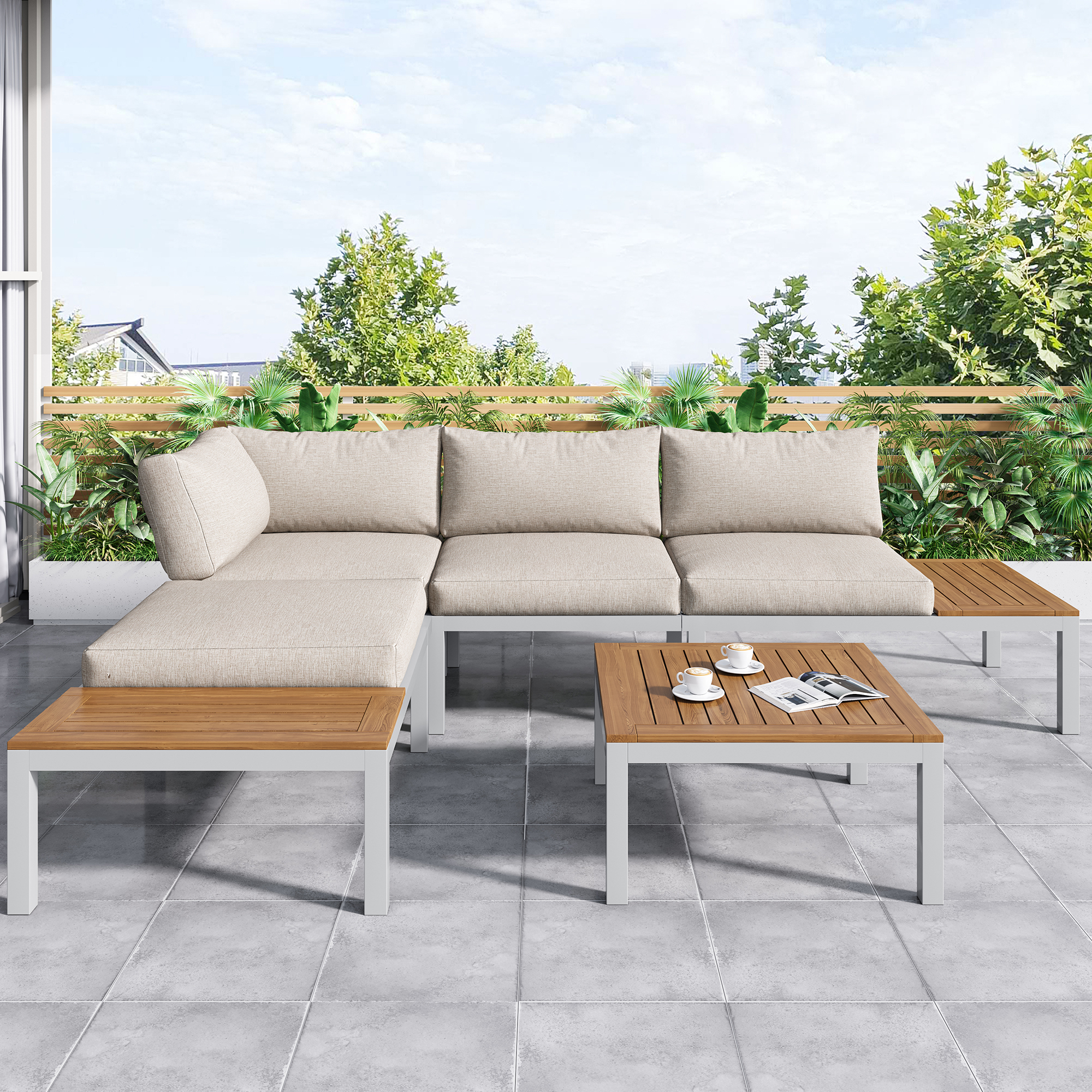 Garten-Loungesessel-Set, Gestell aus verzinktem St