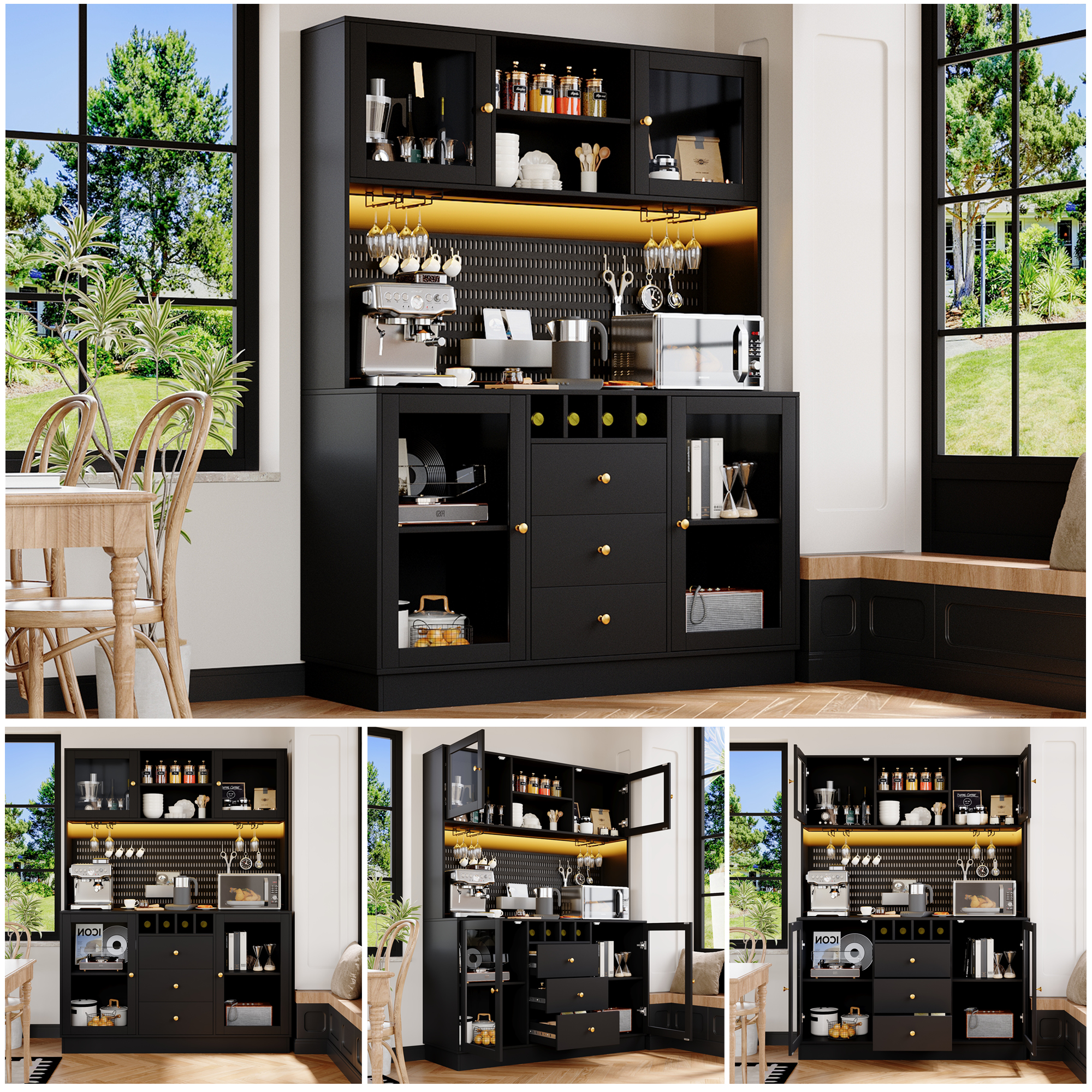 Moderner Hochschrank, Küchenschrank mit Smart LED 