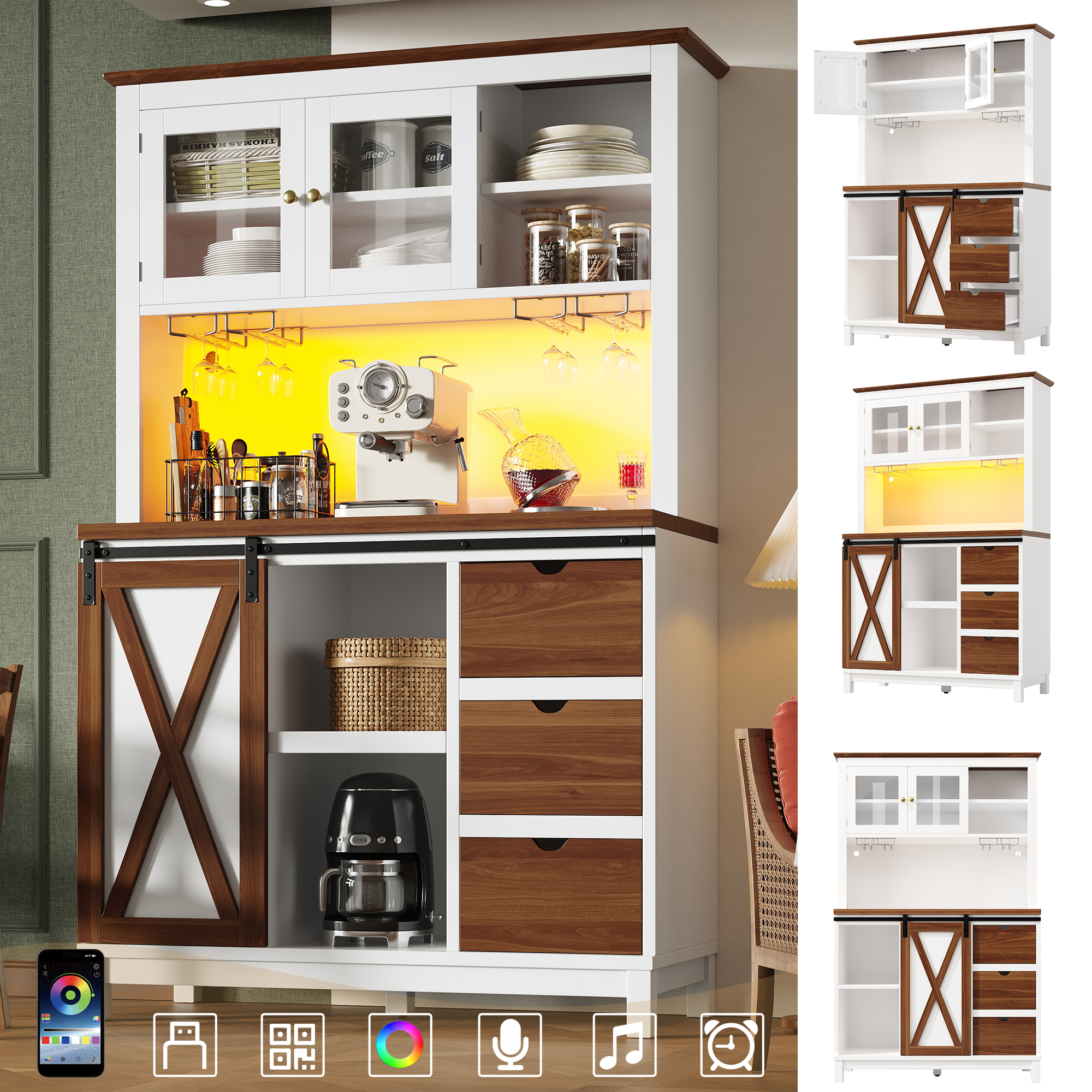 Moderner Hochschrank mit LED Beleuchtung & App-Ste