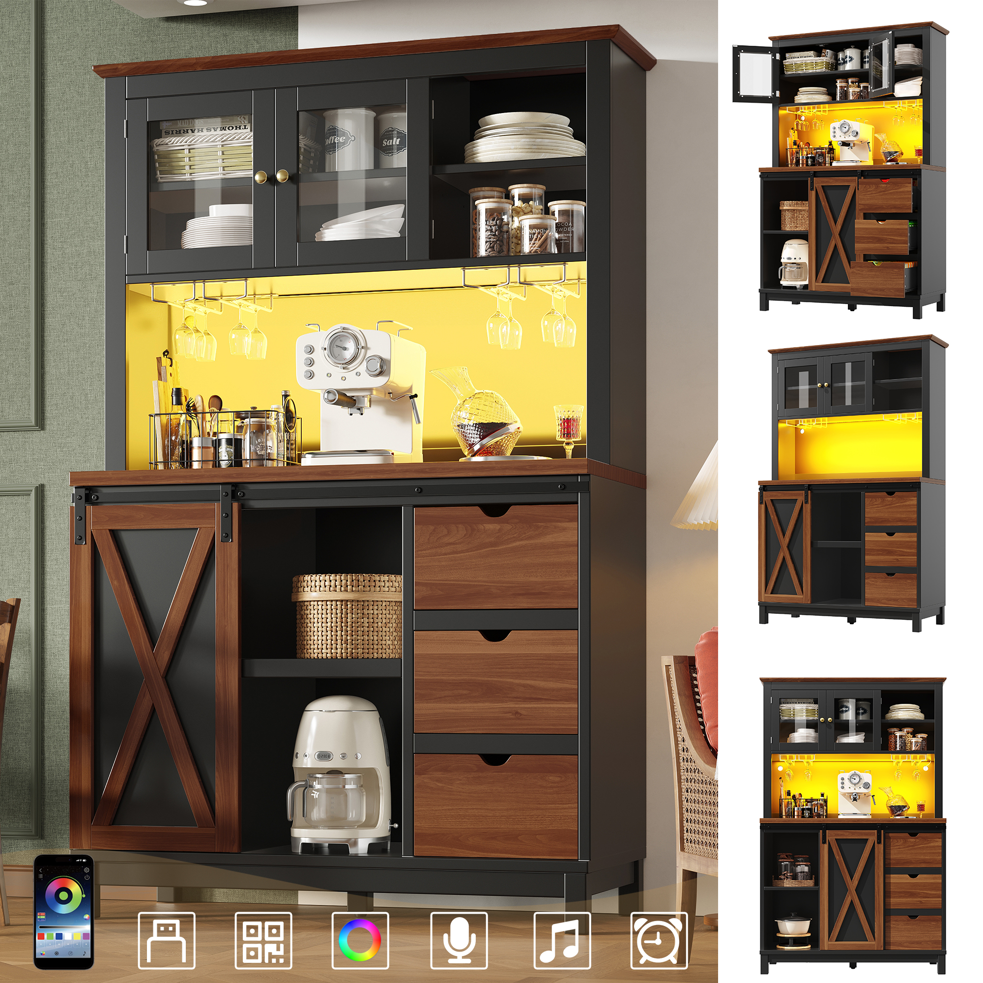 Moderner Hochschrank mit LED Beleuchtung & App-Ste