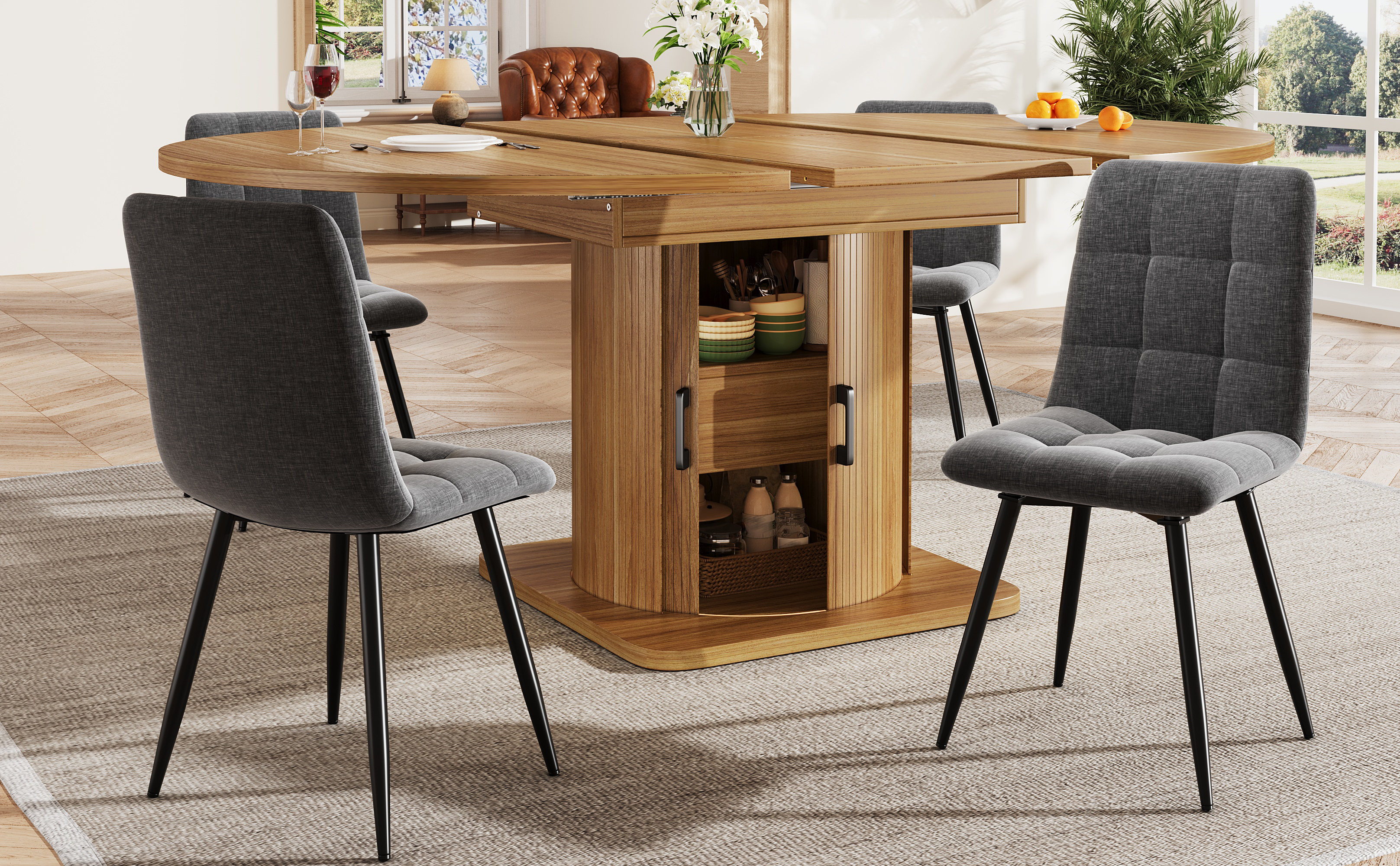 Table extensible en MDF avec rangement
