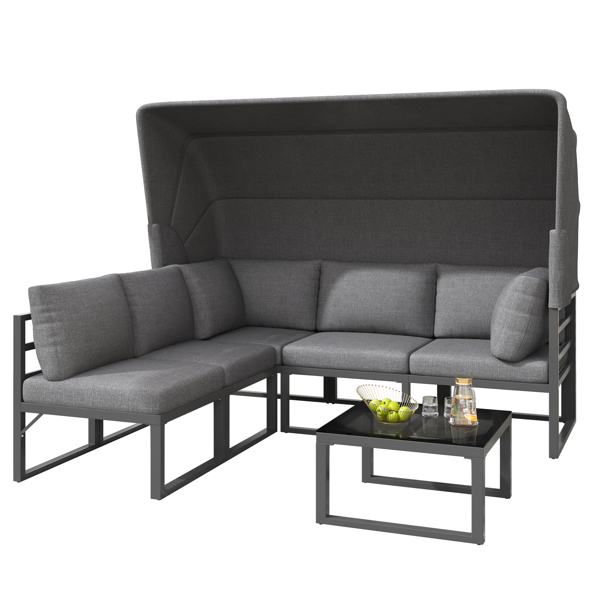 Ensemble mobilier de jardin luxe avec ombrage