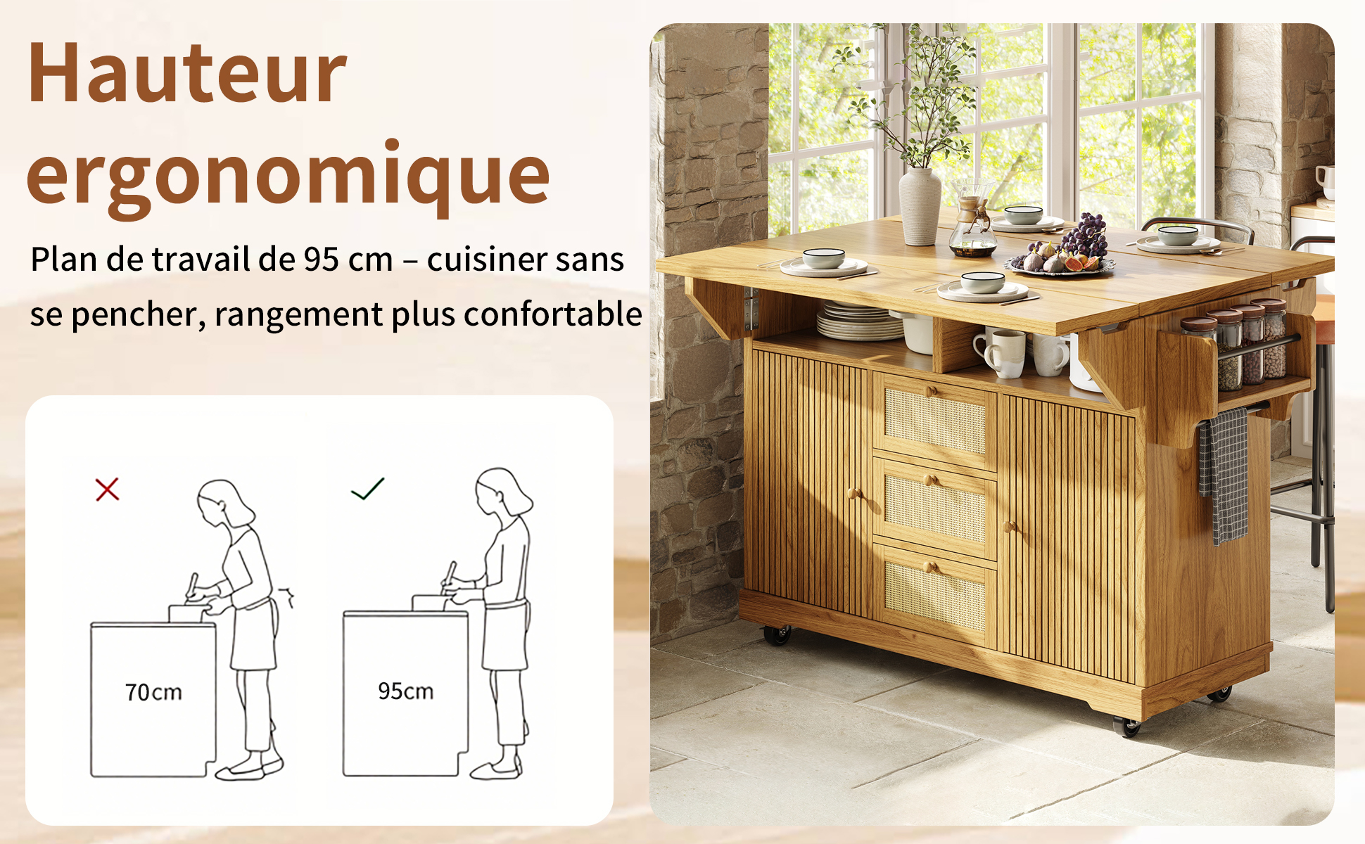 Détail du desserte de cuisine