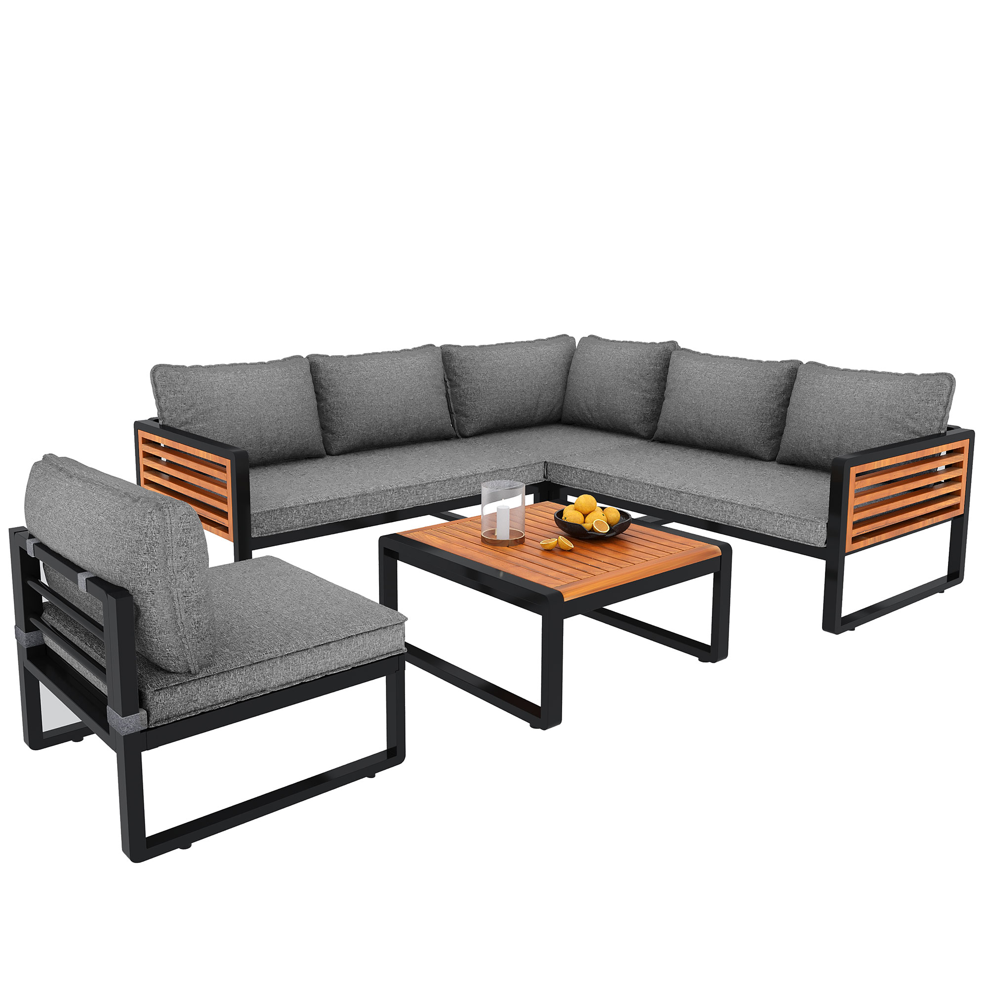 Ensemble mobilier de jardin modulable gris