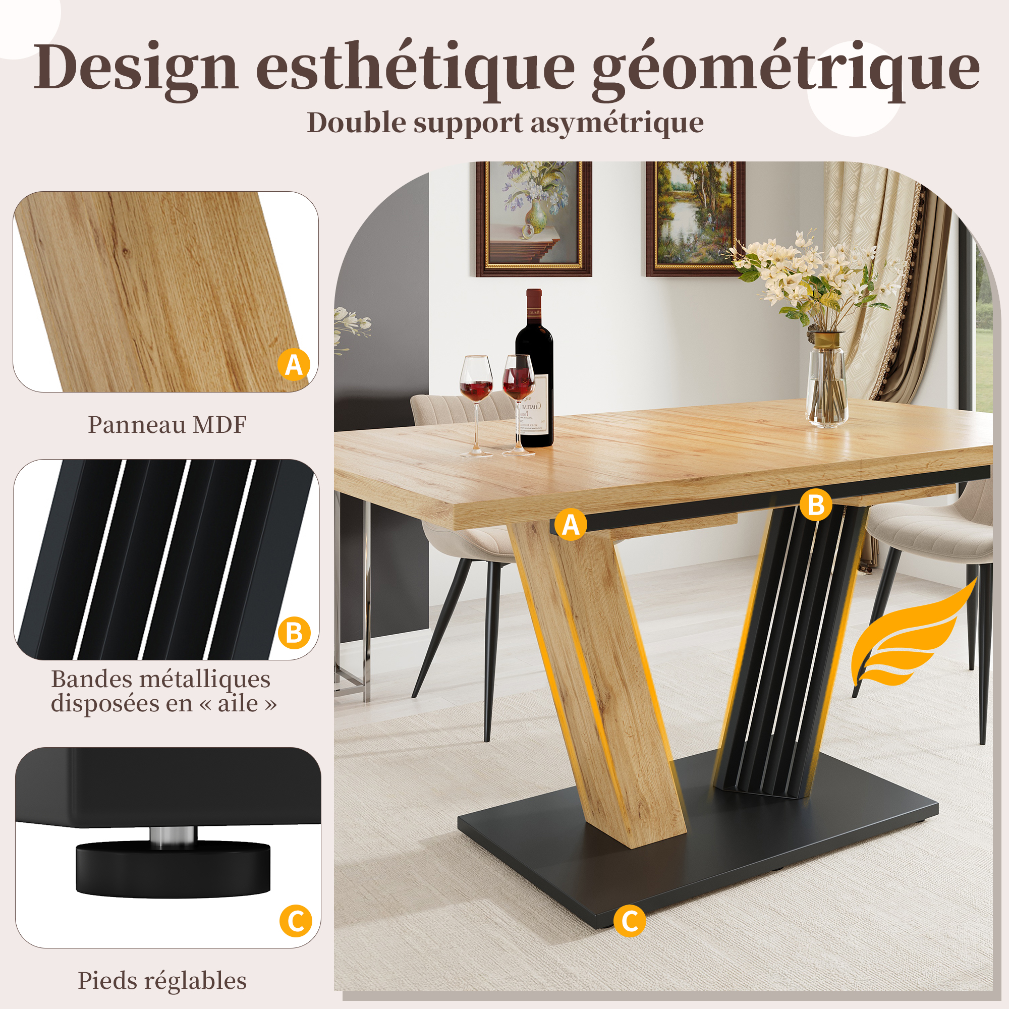 Détail du ensemble table et chaises