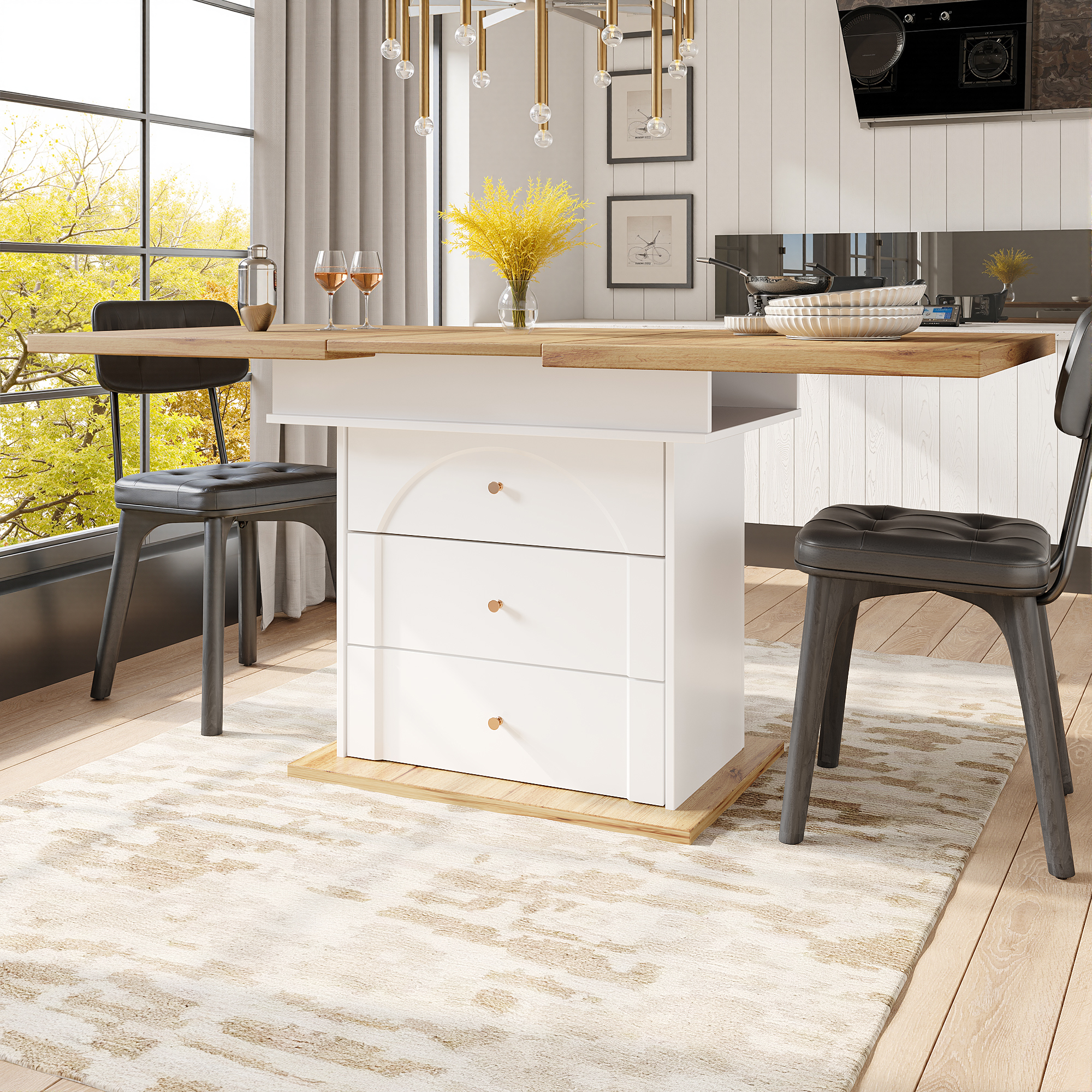 Table pliante naturel blanc vue 1