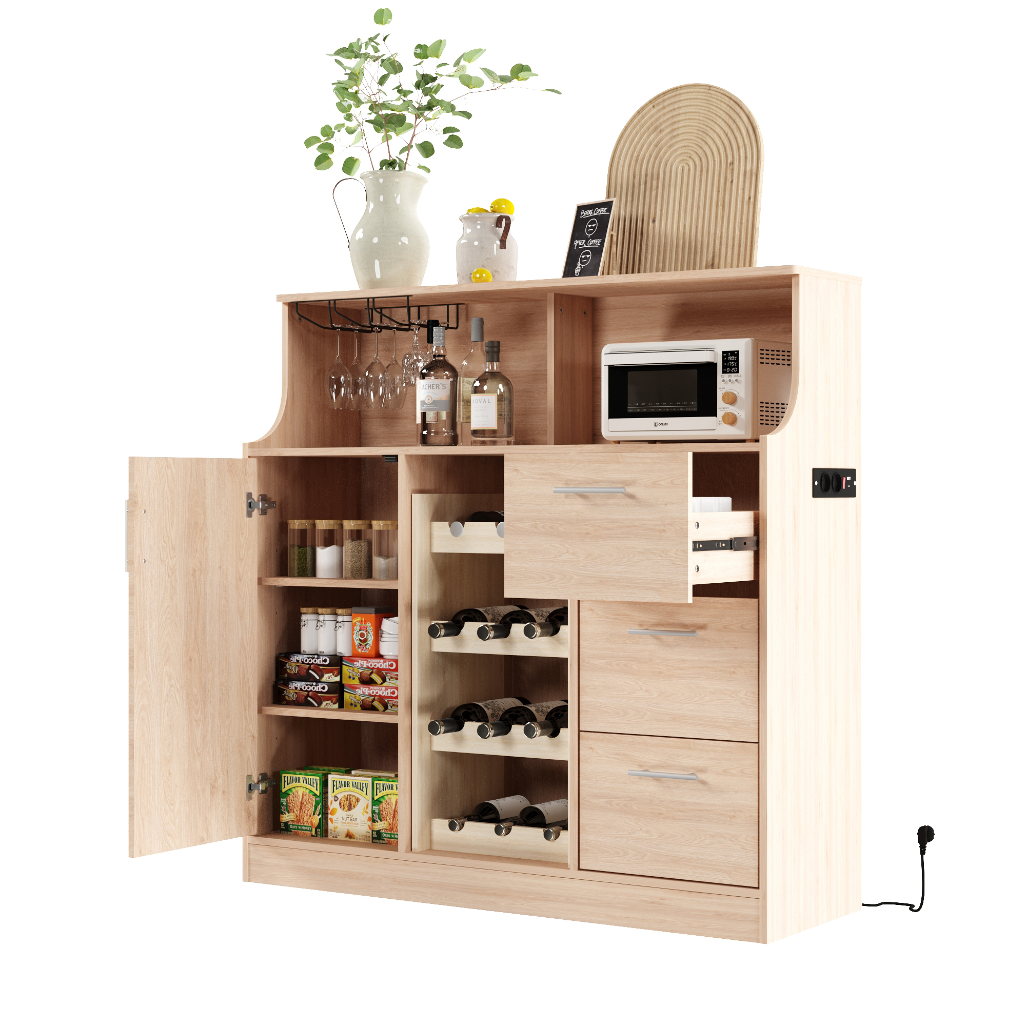 armoire avec prise UL, passage de câble et éclairage LED intégré