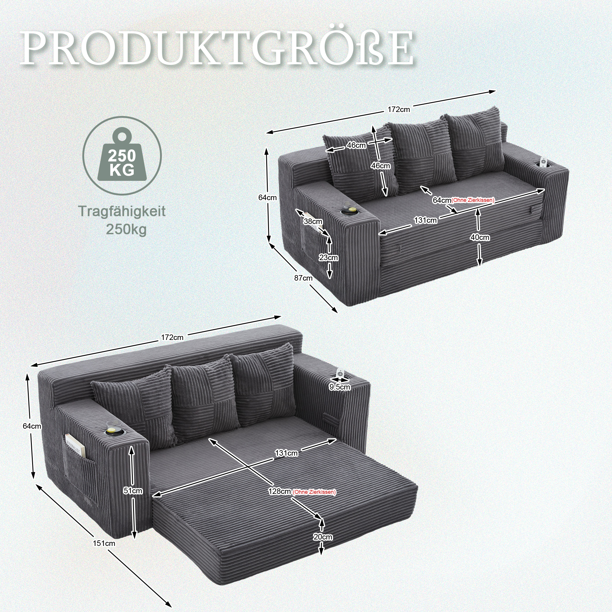 Canapé compact gris