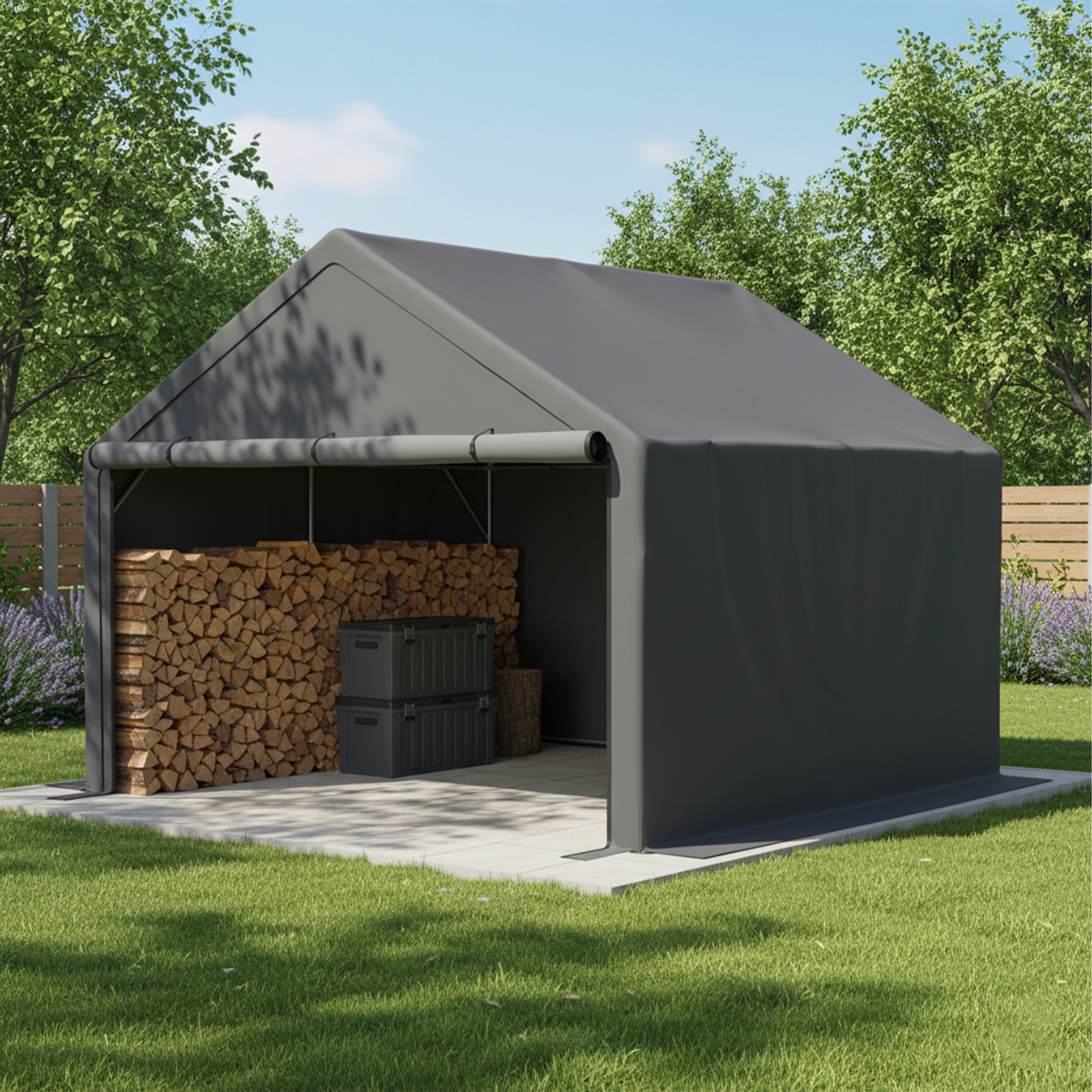 Housse De Protection Pour Cabane En Bois 210D – Imperméable, UV, Coupe-vent – 145x145x160 Cm, Avec Fermeture éclair Et Cordon Serrage