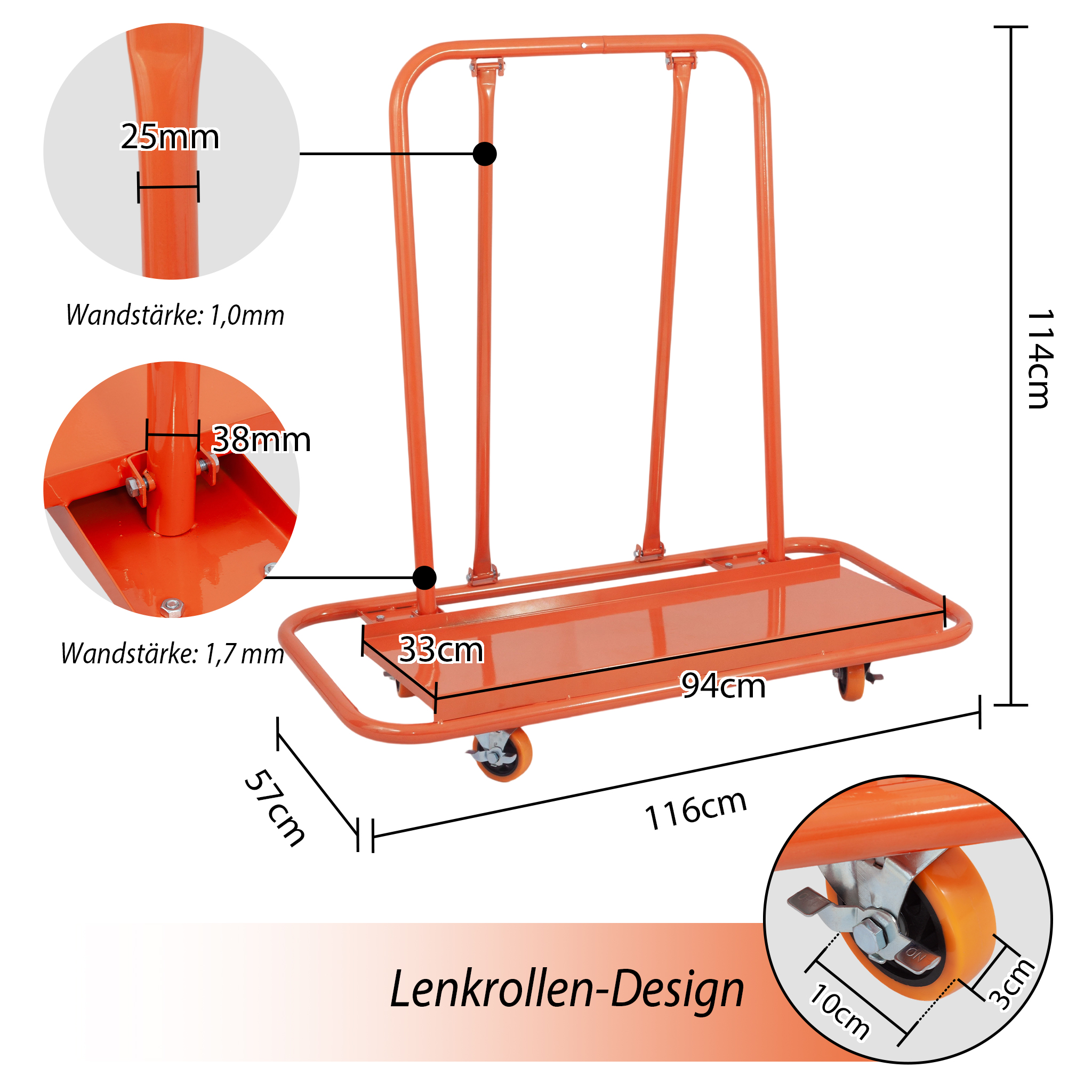 Dimensions du chariot de transport