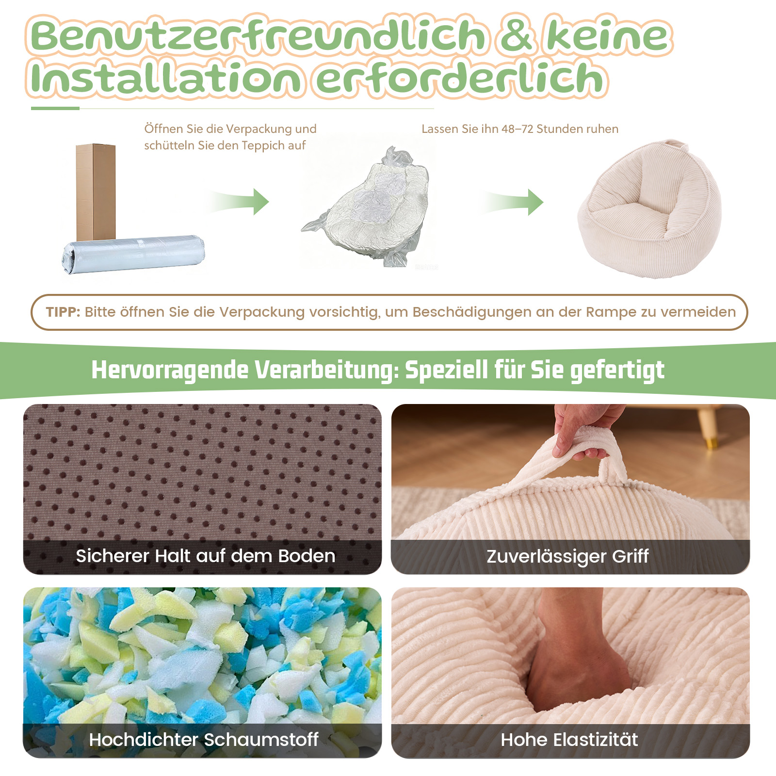 Sitzsack, weicher Plüsch-Sitzsack, bequemer Sitzsa