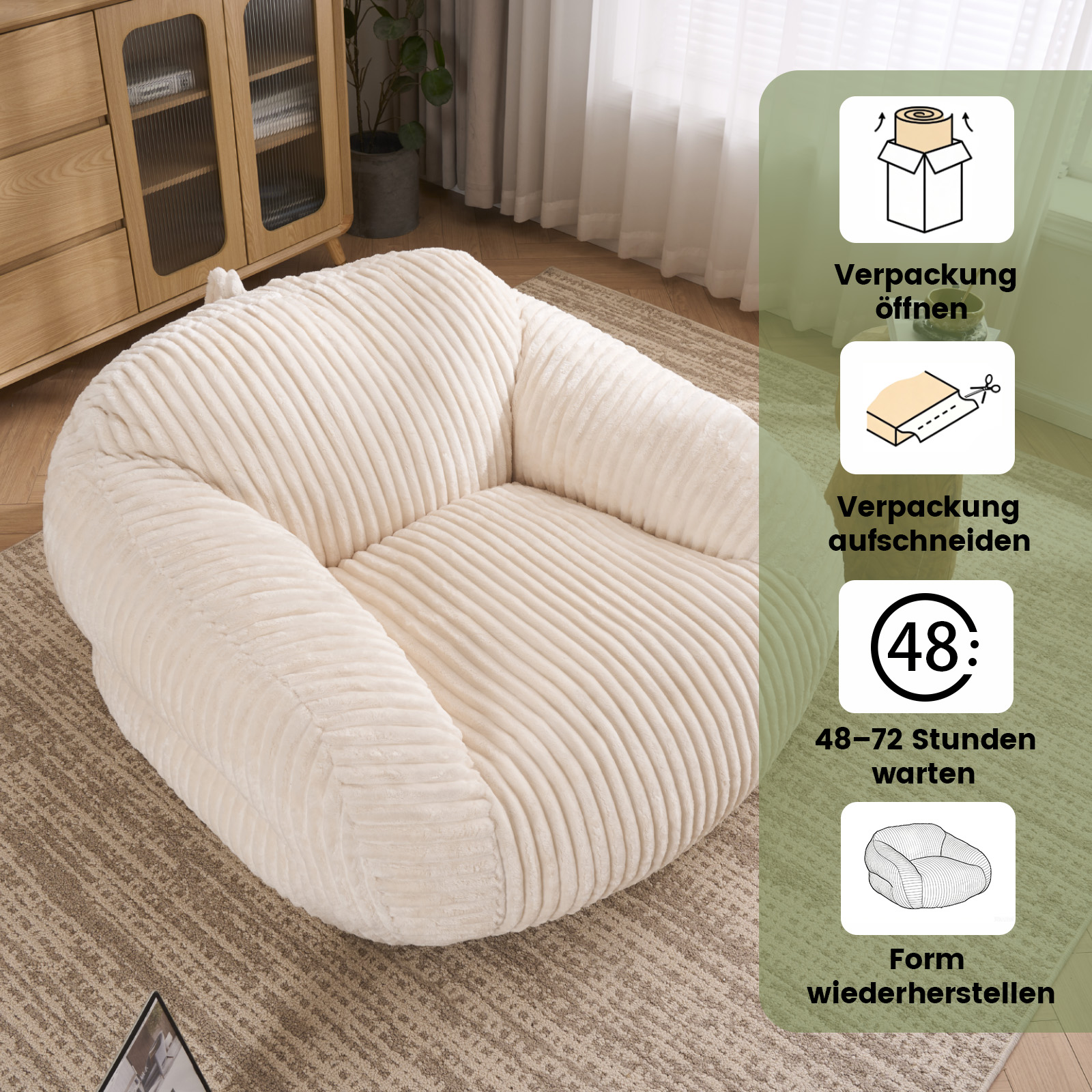 Sitzsack für Erwachsene, flauschiger Loungesessel 