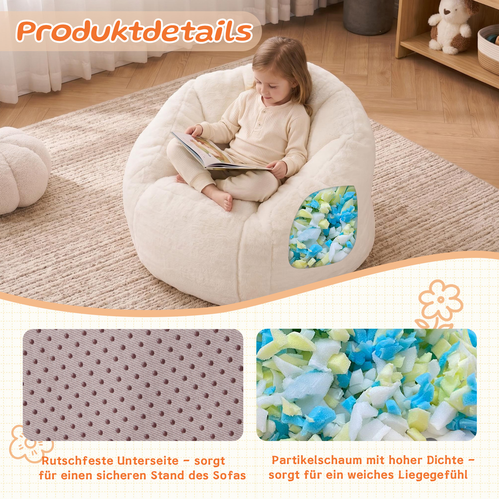 Sitzsack, weicher Plüsch-Sitzsack, bequemer Sitzsa