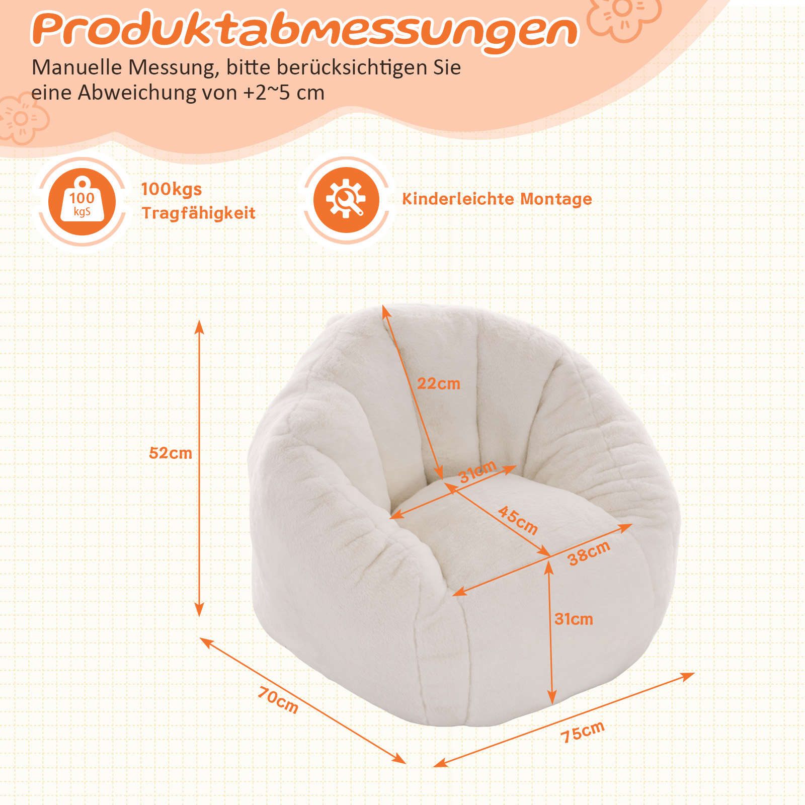 Sitzsack, weicher Plüsch-Sitzsack, bequemer Sitzsa