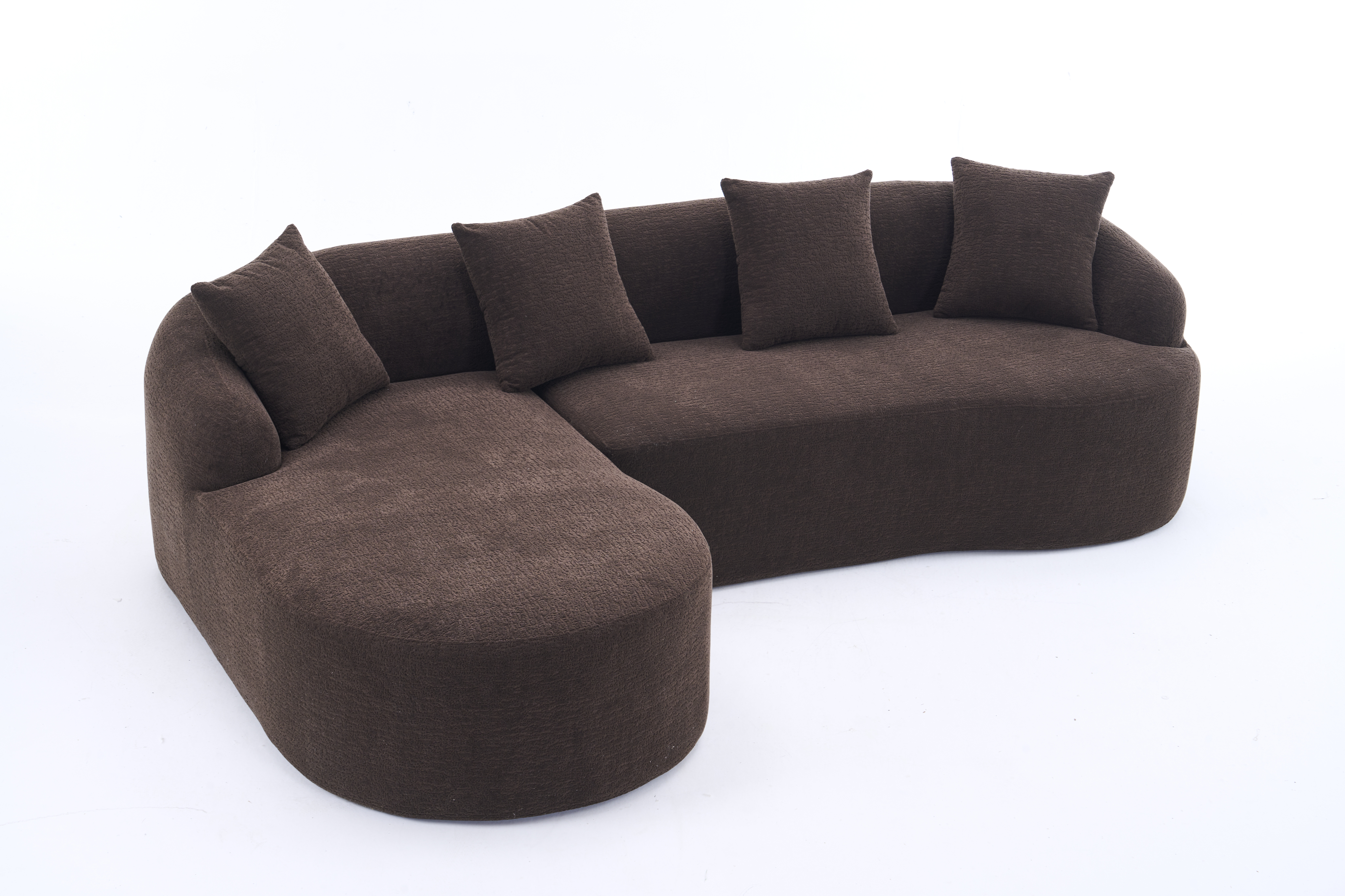 Canapé d’angle en L 3 places 243 x 150 x 67 cm, modulable, en chenille, Marron - détails