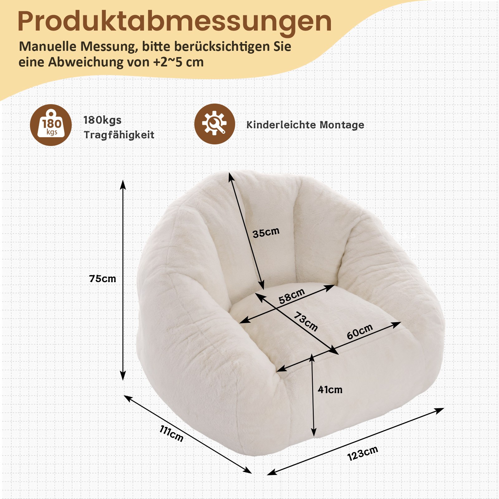 Sitzsack für Erwachsene, flauschiger Loungesessel 