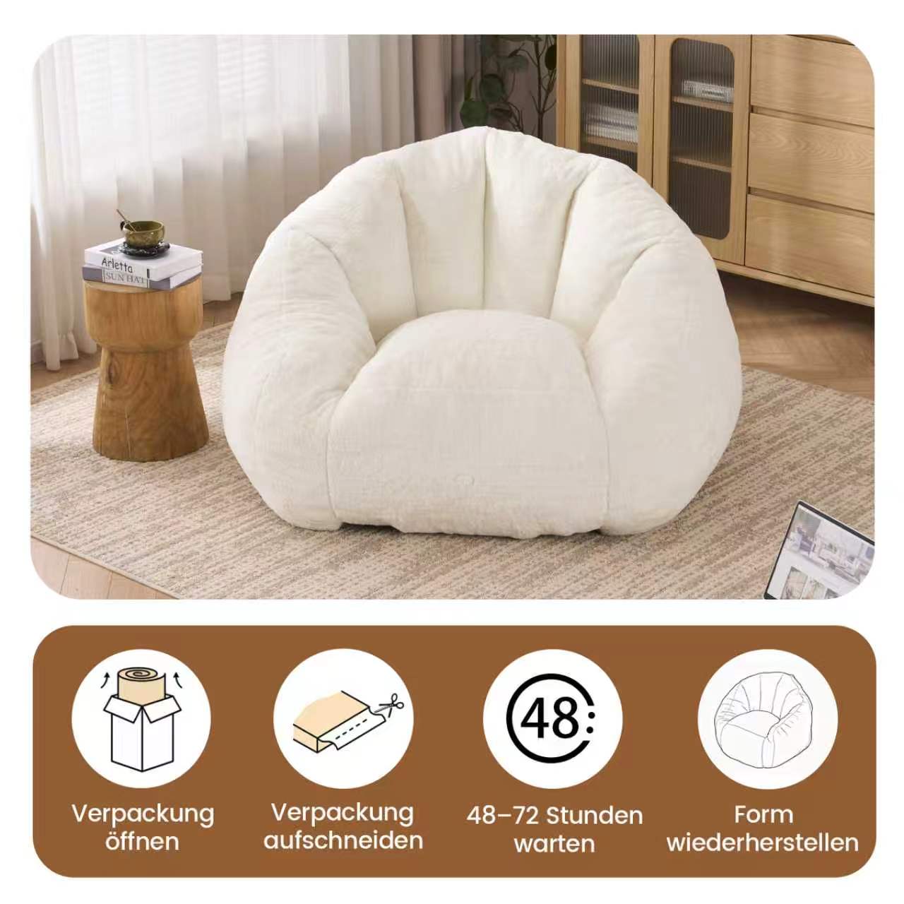 Sitzsack für Erwachsene, flauschiger Loungesessel 