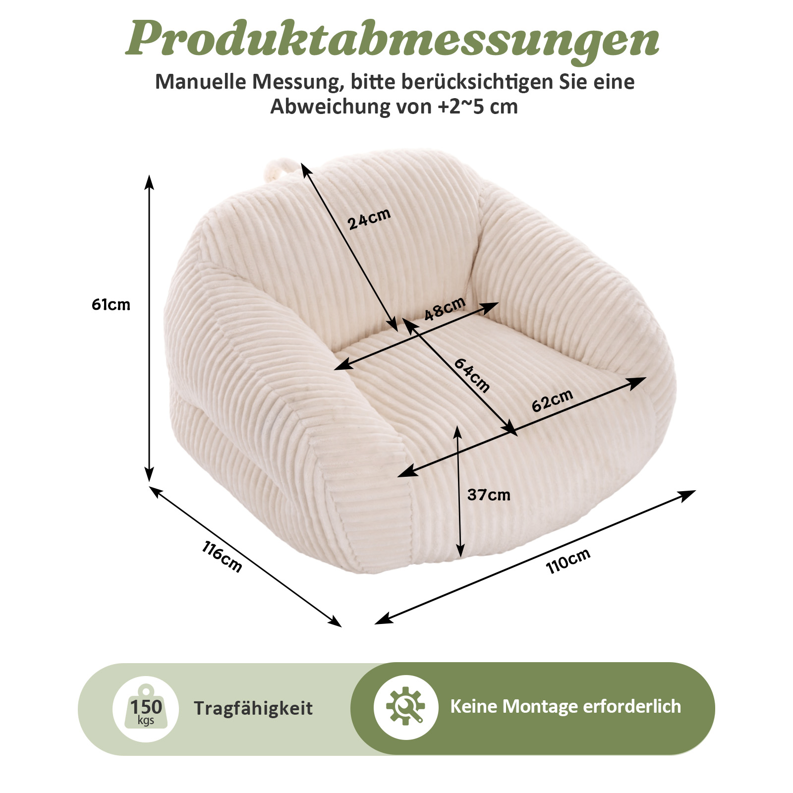 Sitzsack für Erwachsene, flauschiger Loungesessel 
