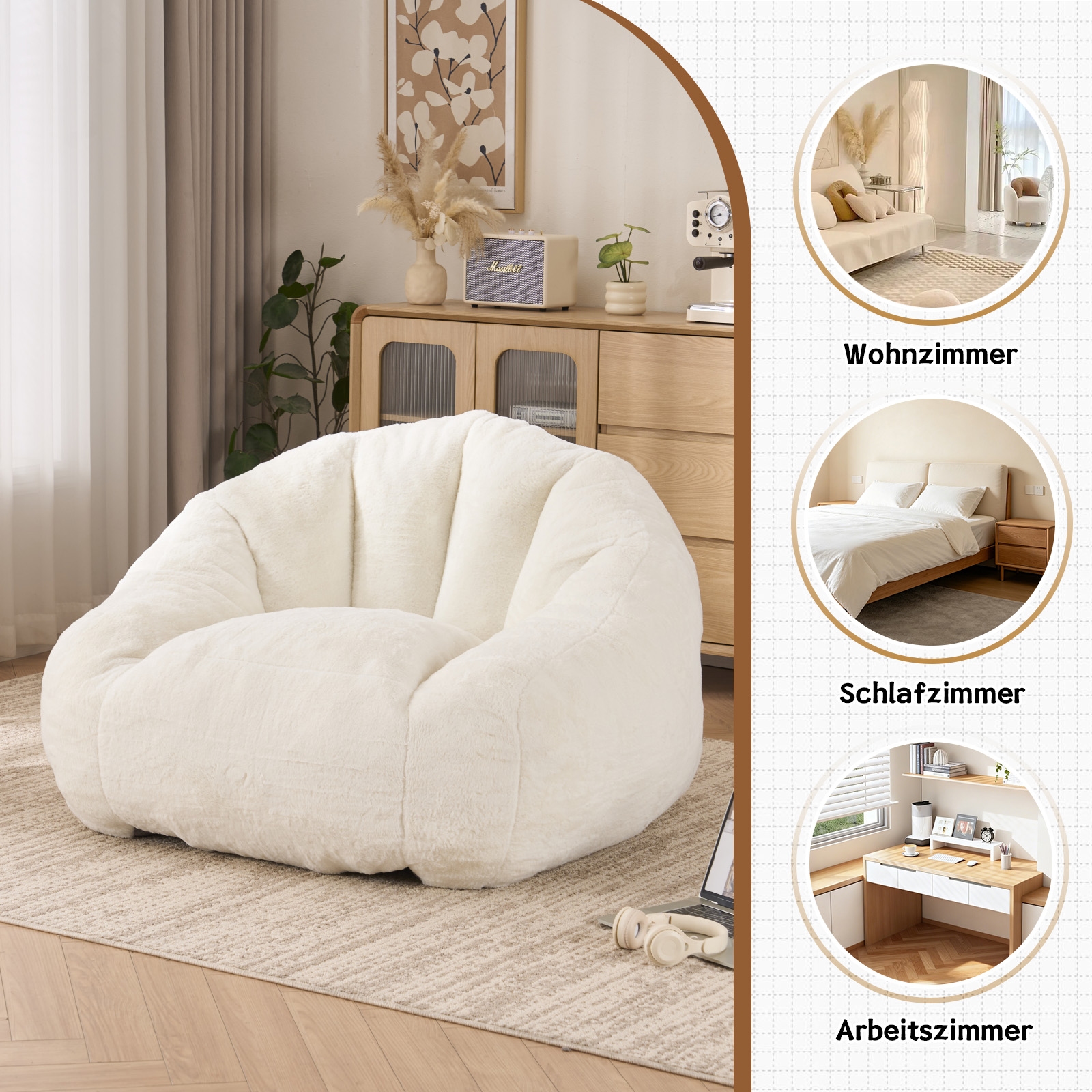 Sitzsack für Erwachsene, flauschiger Loungesessel 