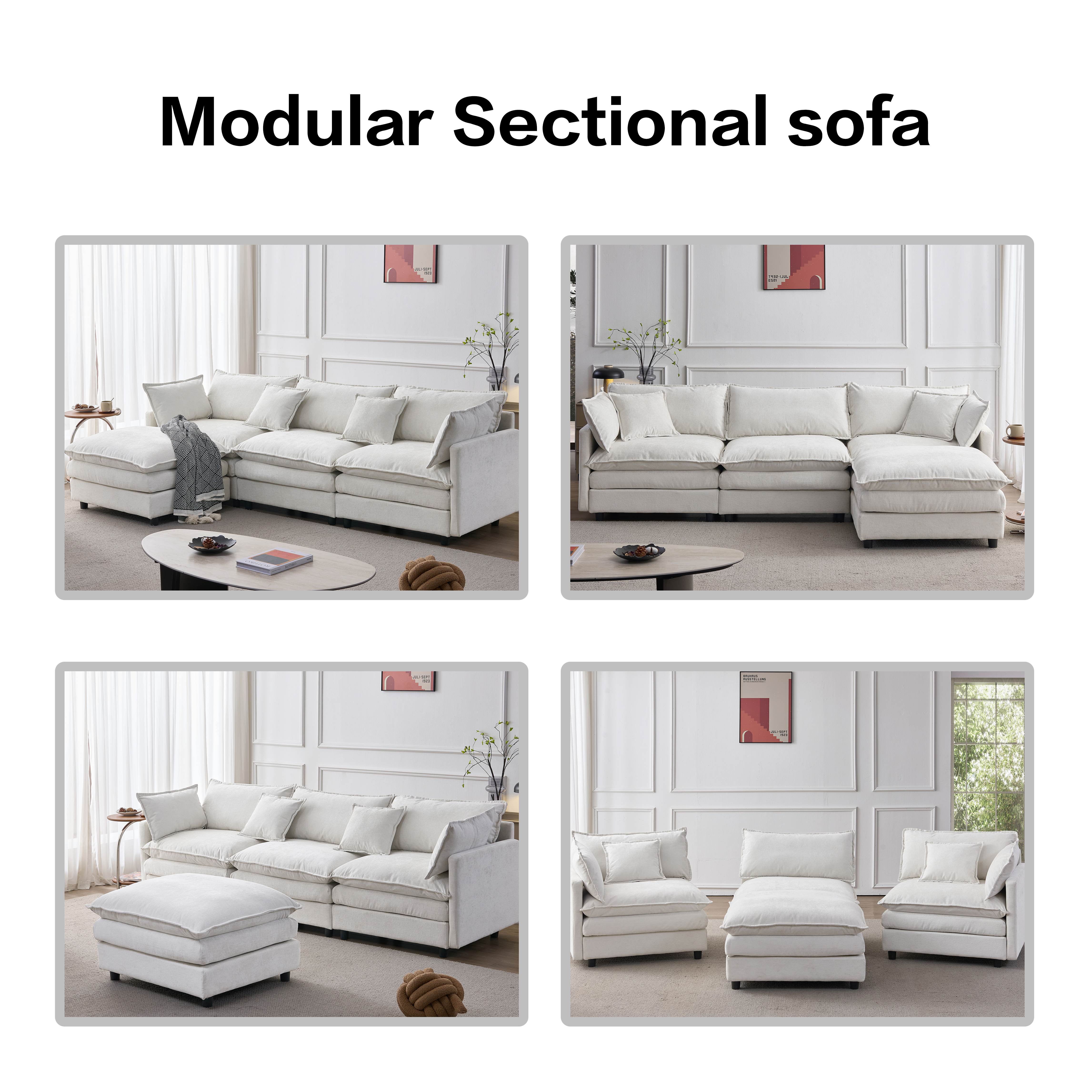 Canapé d angle modulaire 3 places en chenille premium - vue 2