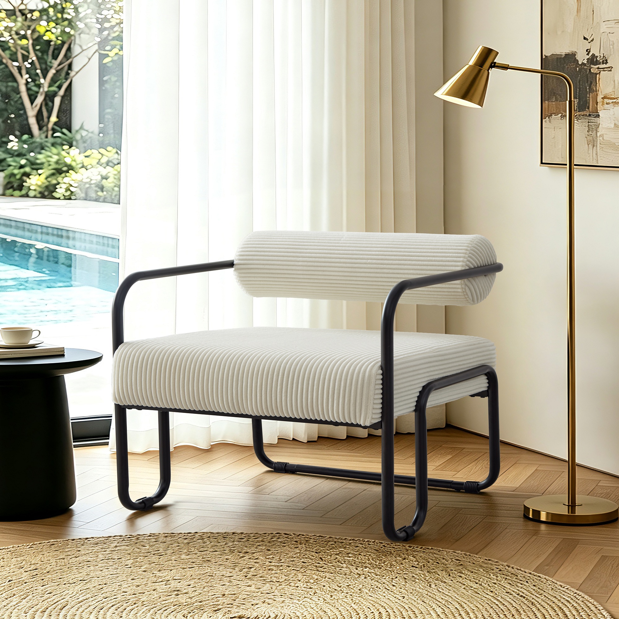 Moderner Lounge-Sessel mit stilvoller Rückenlehne 