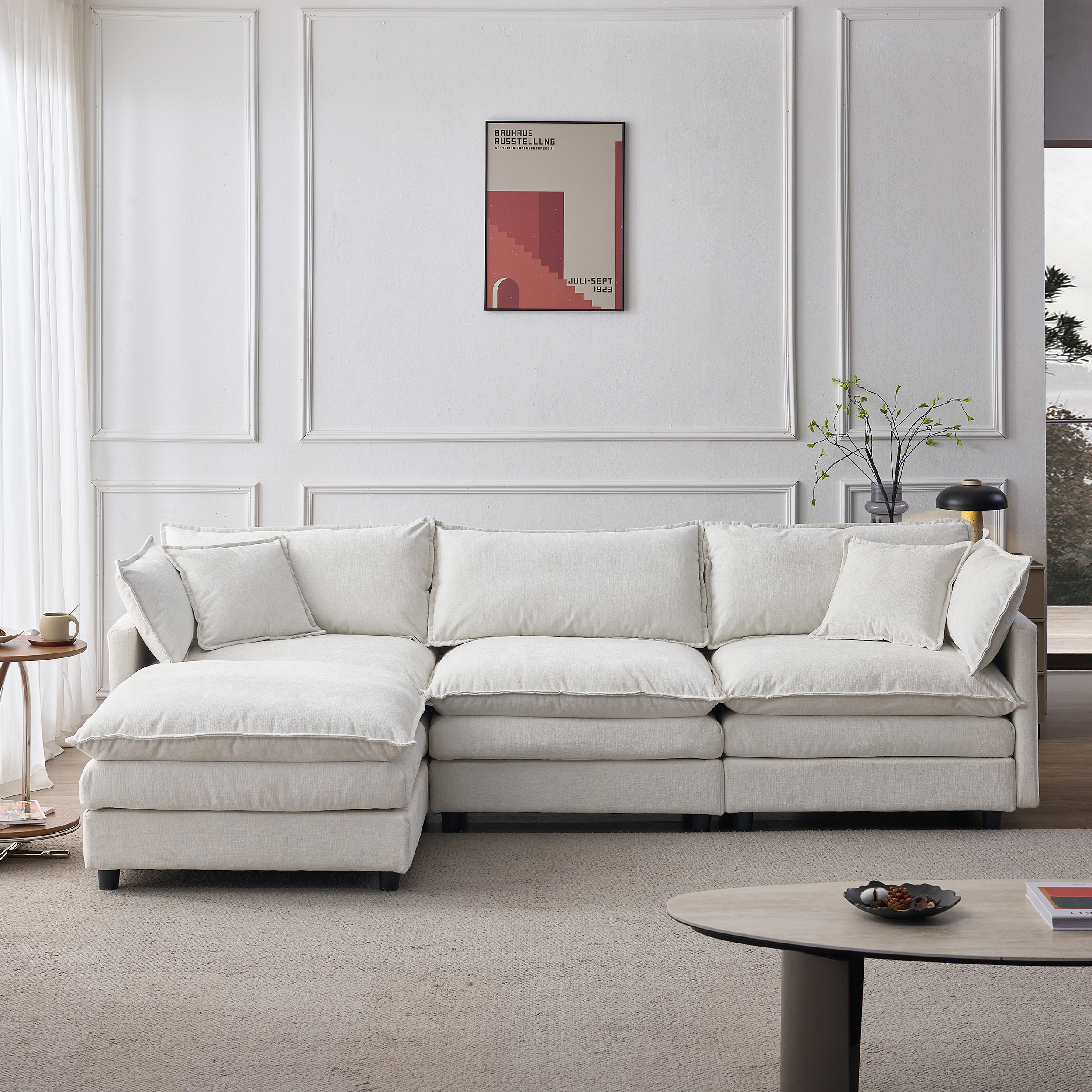 Canapé d angle modulaire 3 places en chenille premium - vue 4